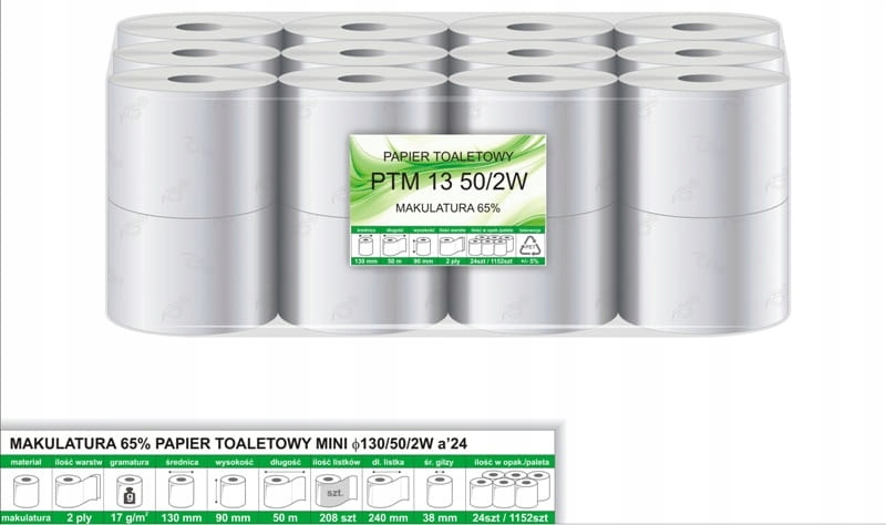 

Papier toaletowy biały 2 warstwy miękki 50m 24szt