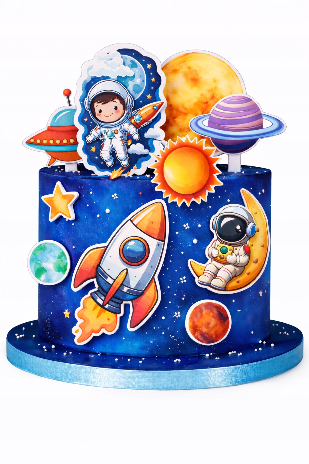Set 2D jedlé figurky na dort astronaut vesmír princ planety země