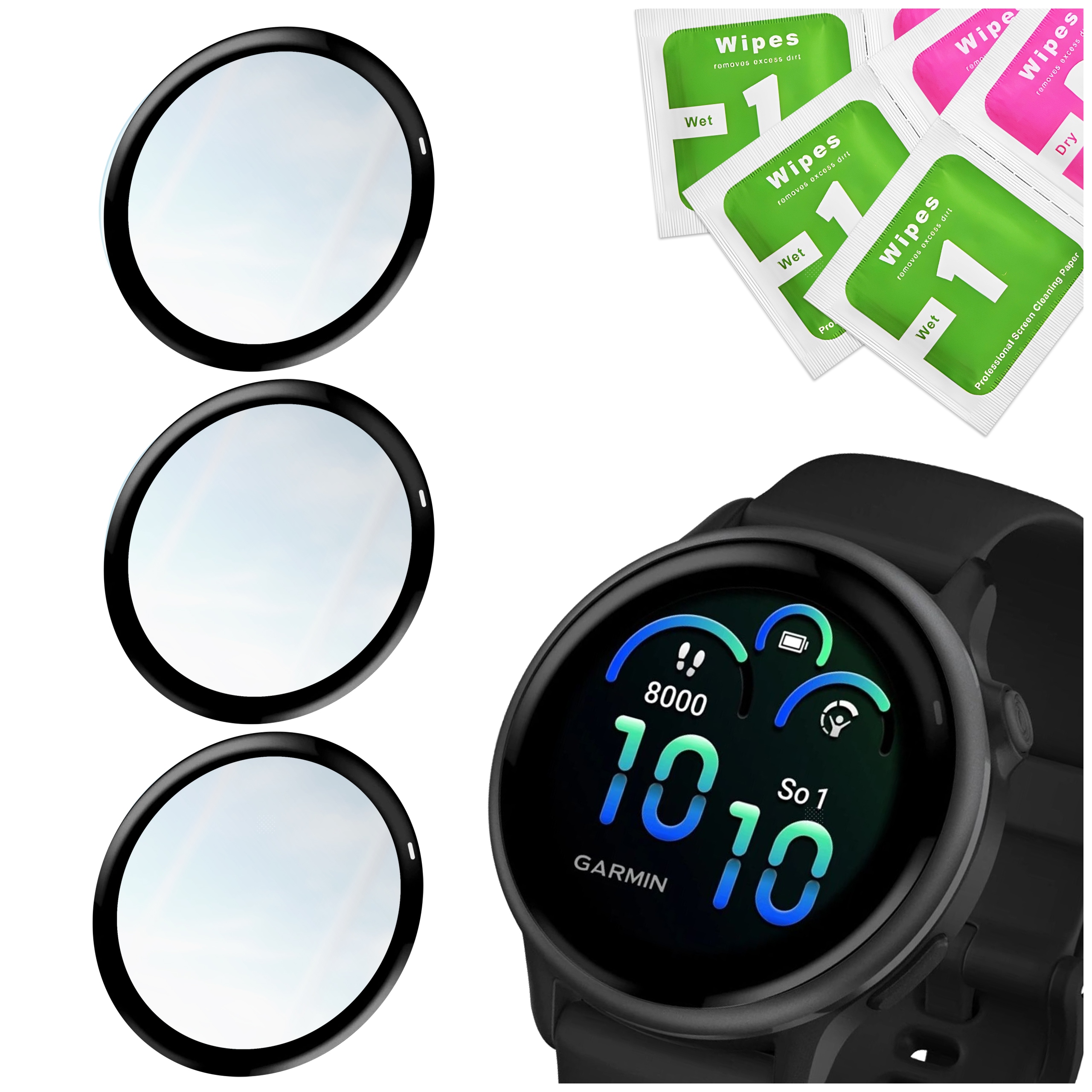 Zestaw: 3x szkło hybrydowe 5D do Garmin Vivoactive 6 do zegarka smartwatcha