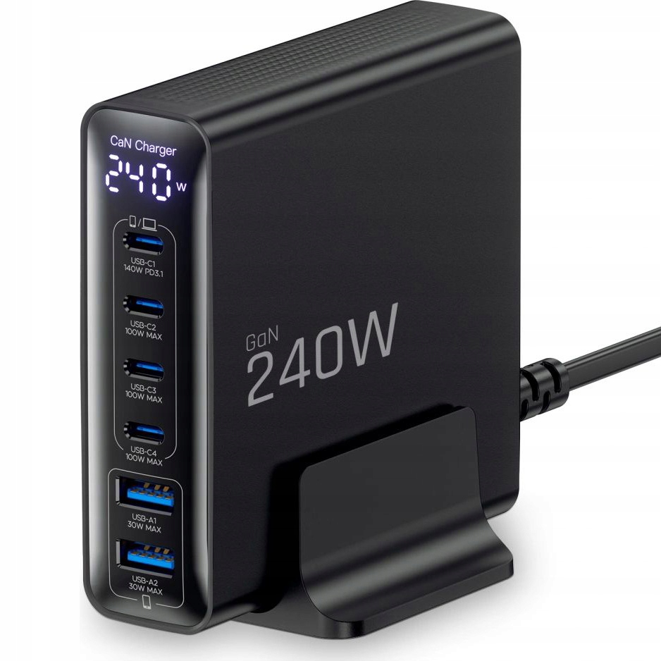 Nabíjacia stanica Tech-Protect nabíjačka burková 240W 4x Usb-c Pd 2x Usb-a Qc