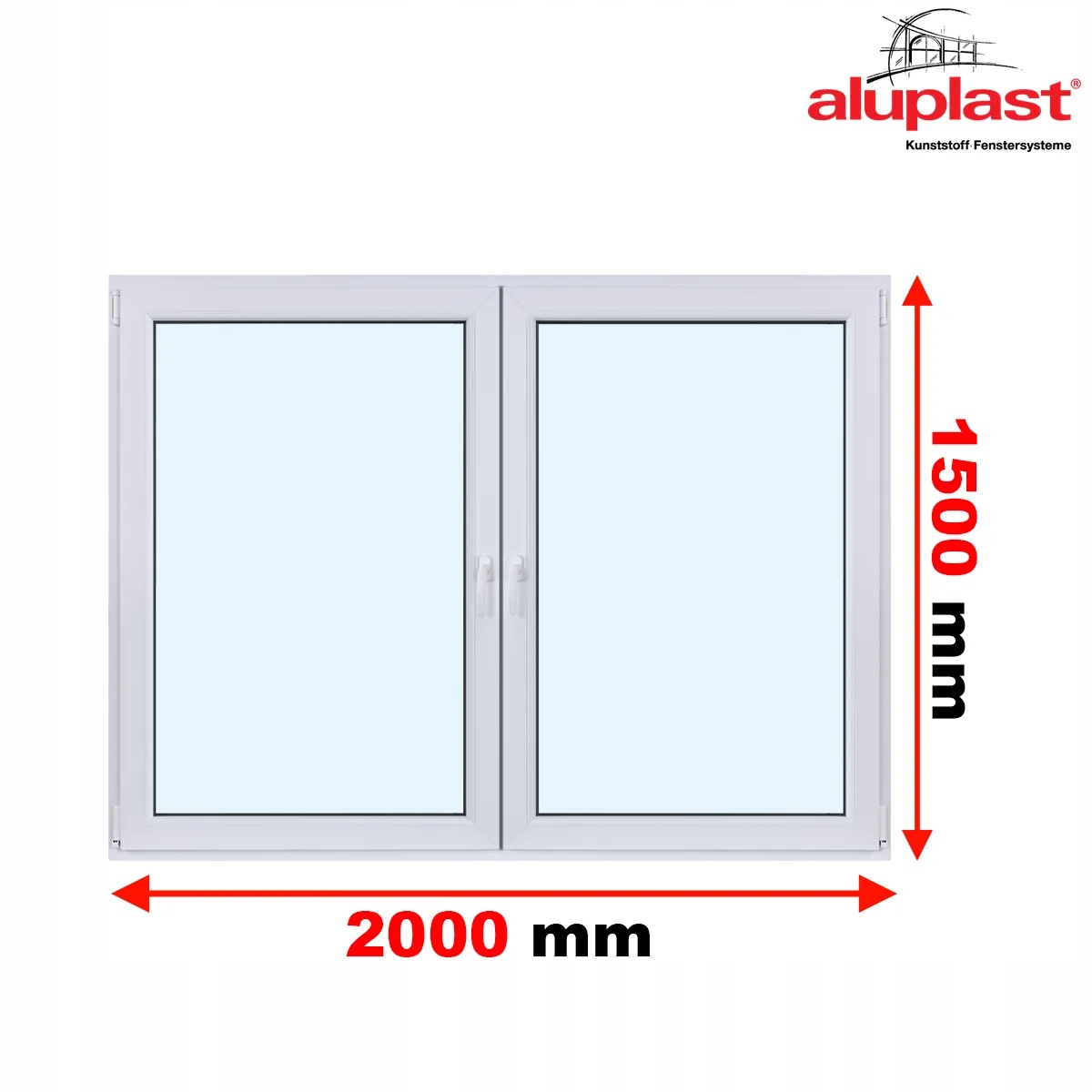 Okno PCV 2000 x 1500 kolor biały Rozwierno Uchylne