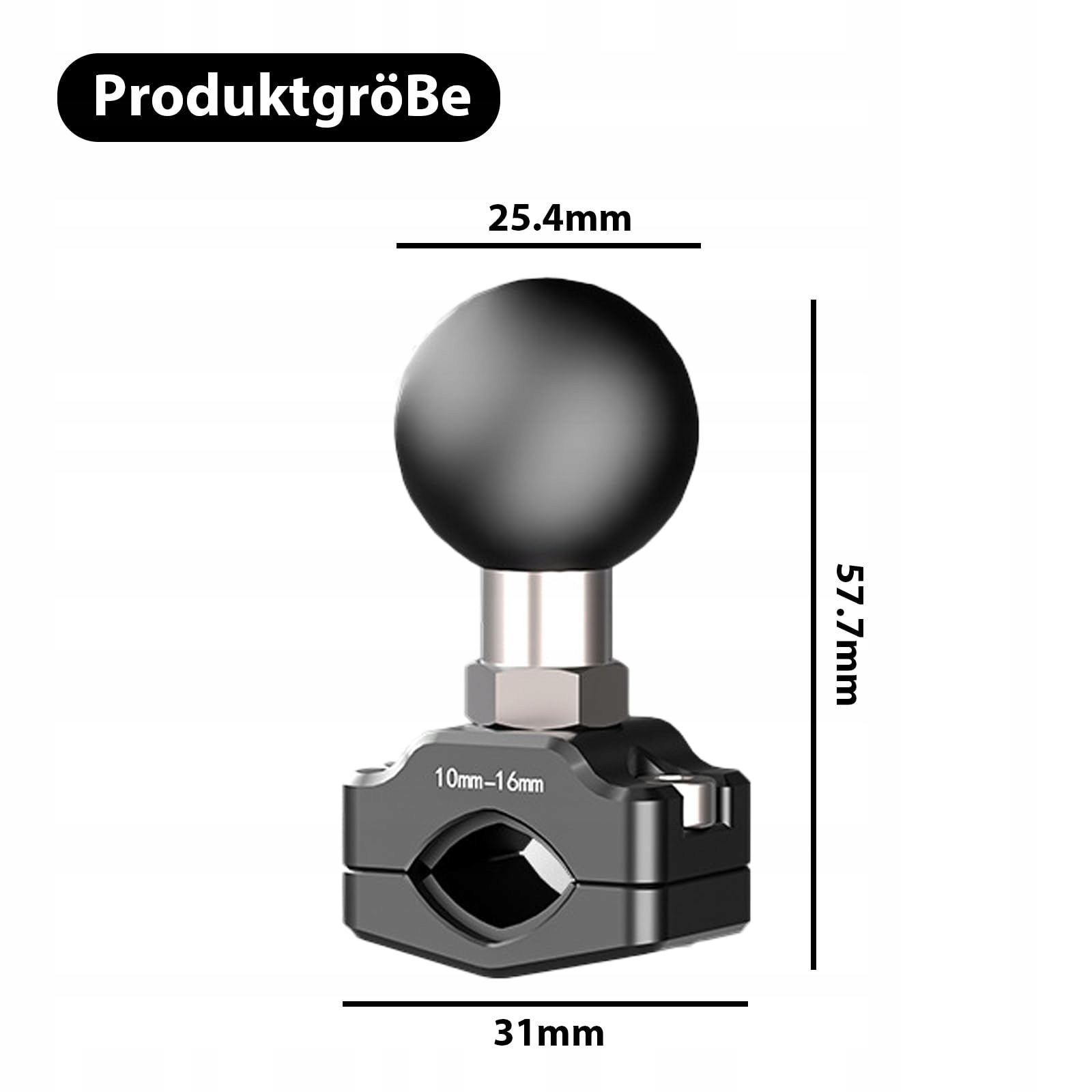 COZERI Uchwyt Kierownicy Aluminium Motocykl Rower Kamera Akcja 10-16mm — miniatura 2