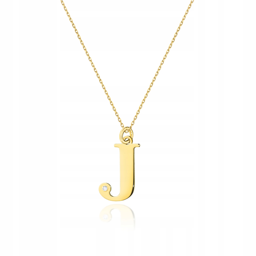 Zlatý náhrdelník s písmenem J briliant ryzost 585 celebritka pro ženy diamant