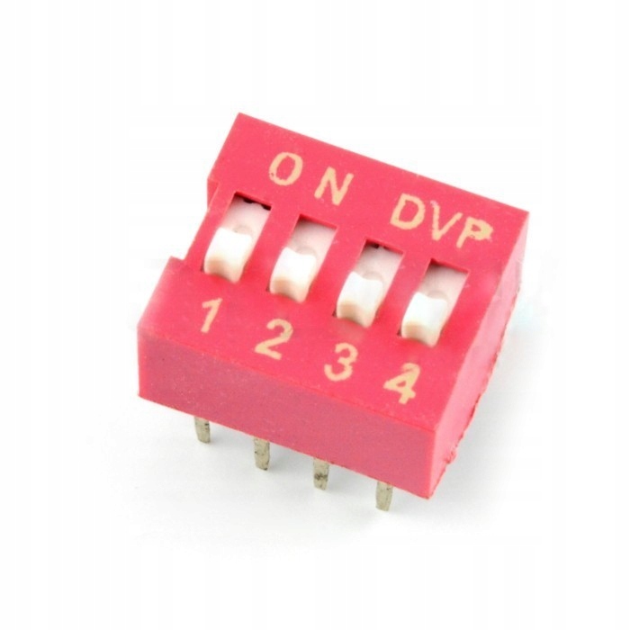 

Przełącznik Dip switch 4-polowy - czerwony