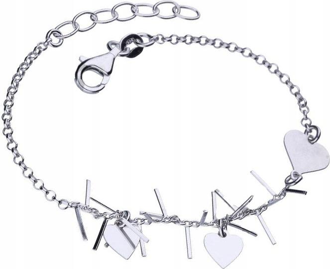 Stříbrný náramek 925 se srdíčky 2,92 g, moderní módní vzor, dárek