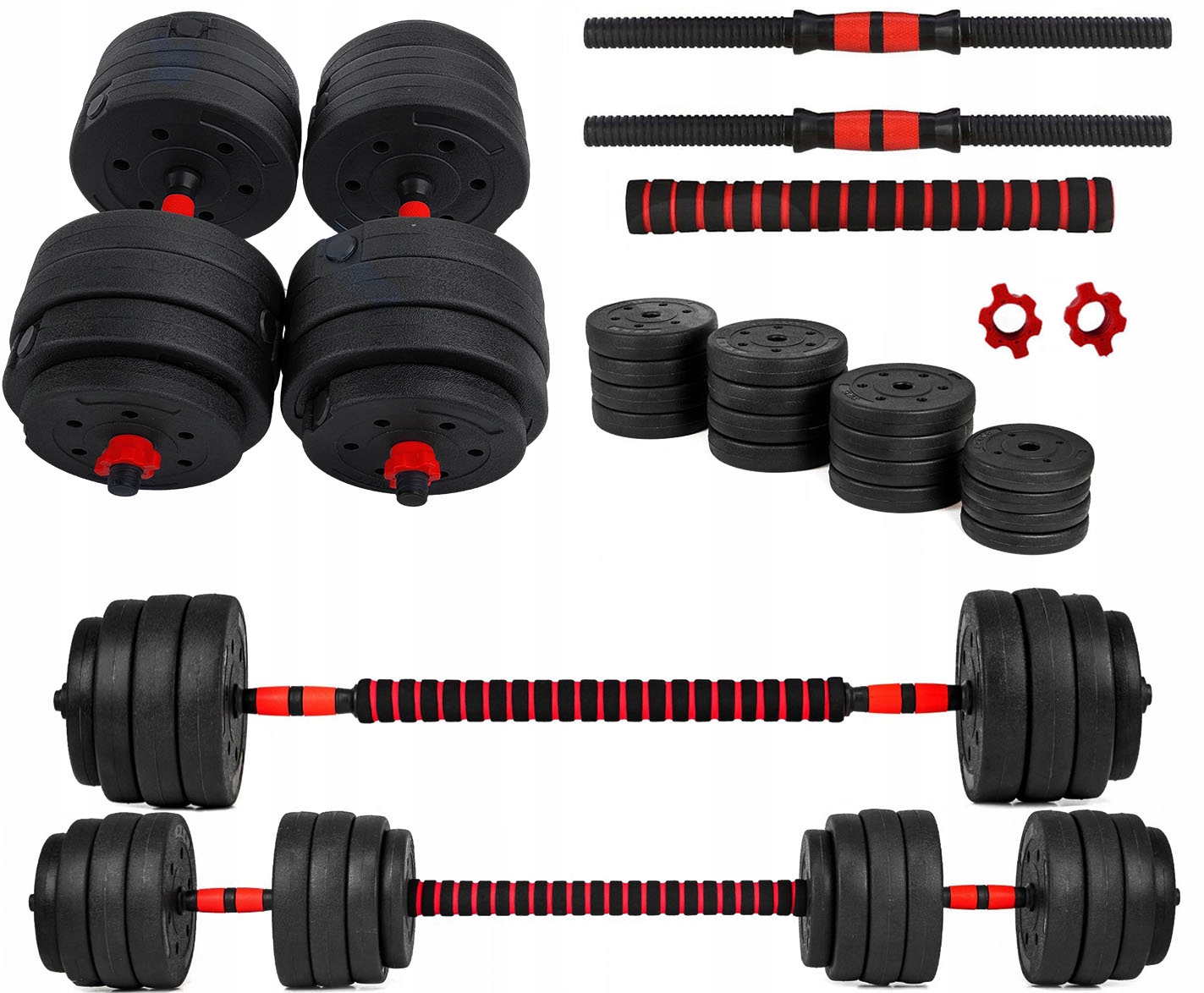 Hantle 2x20kg bitumiczne regulowane Z ŁĄCZNIKIEM zestaw 40kg GRYFY SZTANGA