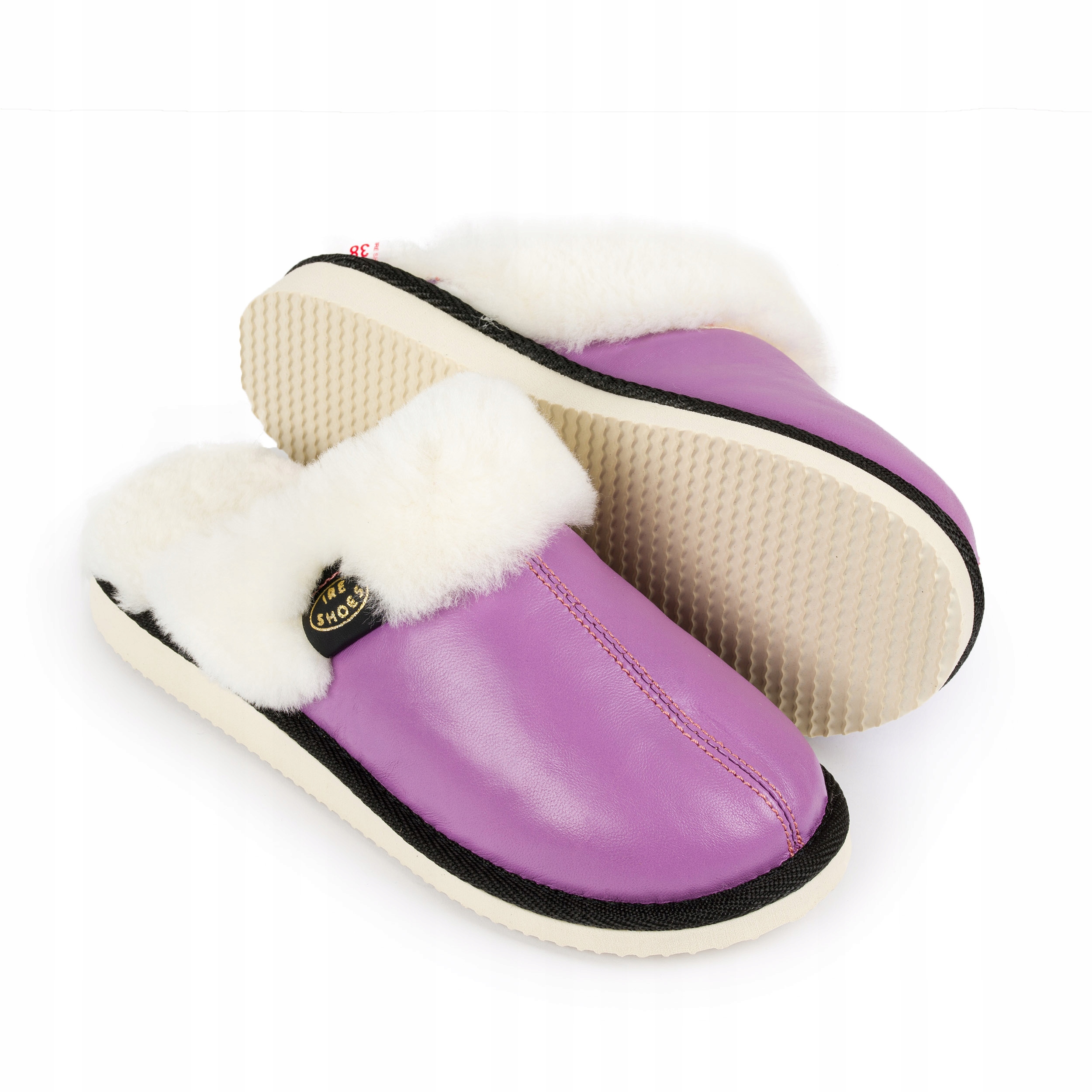 

Pantofle Damskie Skórzane Wełna Kapcie Ocieplane