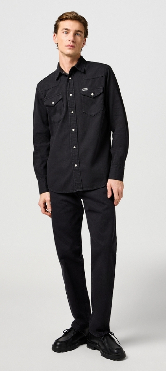 Wrangler WESTERN SHIRT Black Rinse męska koszula jeansowa REGULAR FIT M Model Western Shirt