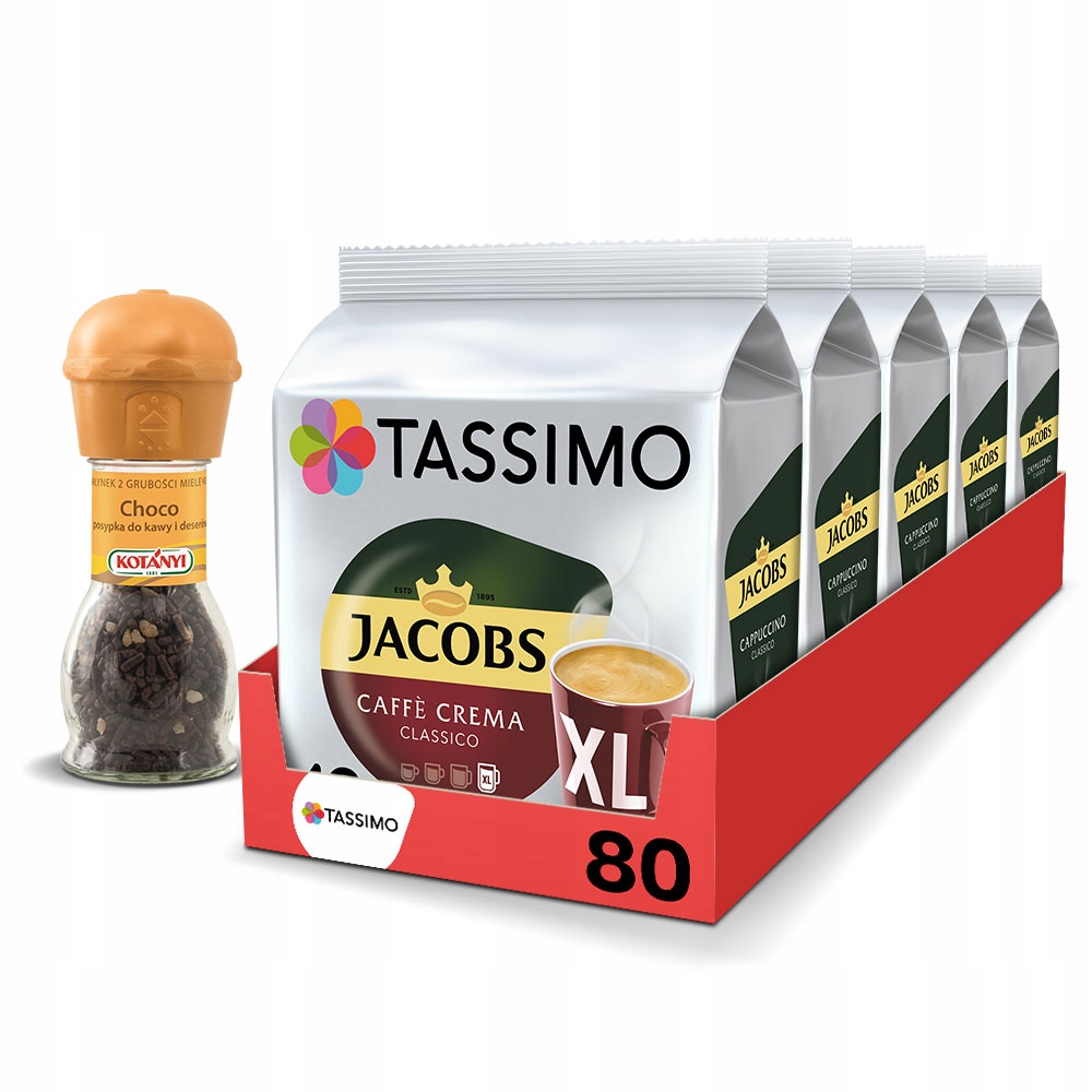 Kapsułki Tassimo Jacobs Zestaw XL,80szt +Czekolada
