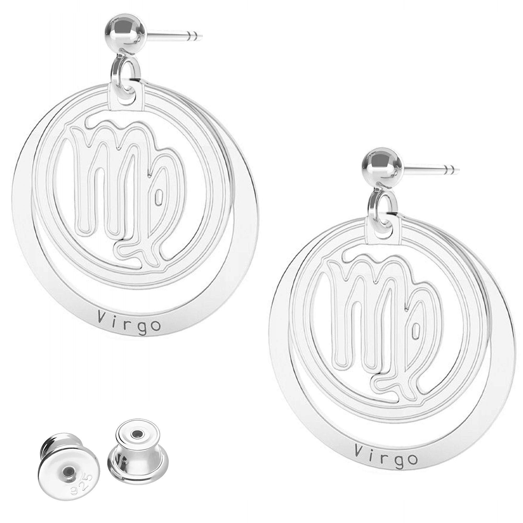 Stříbrné Náušnice Zodiac Panna Virgo Zodiac pro pannu Stříbro 925