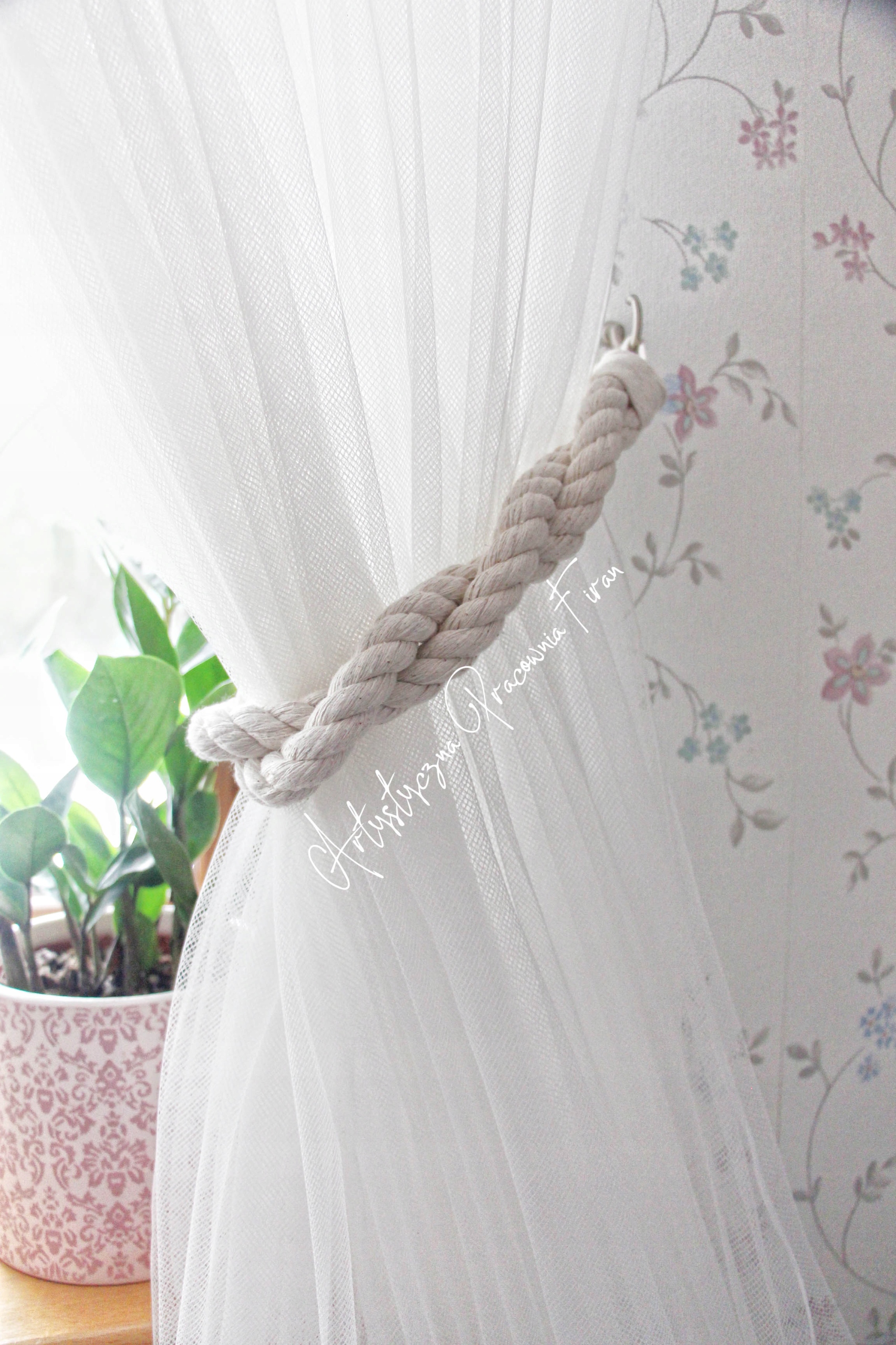 UPIĘCIE DO ZASŁON BOHO STYL BIAŁA LINA NATURALNE Marka inna