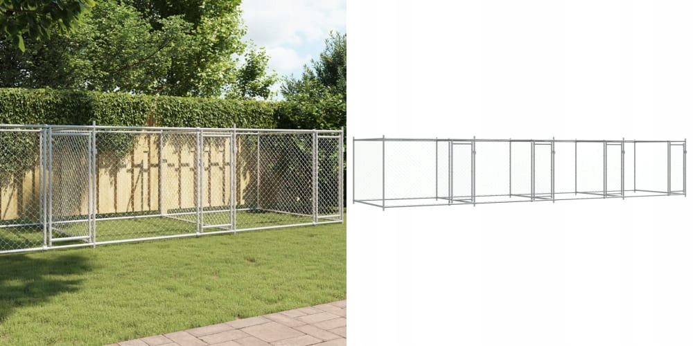 Levně Šedá, Klec pro psa 8x2x1, ocel, s dveřmi, 5 m