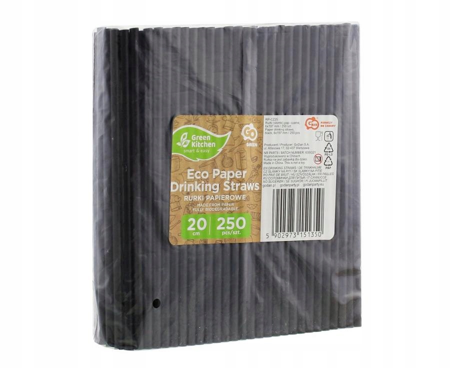 SŁOMKI RURKI DO PICIA CZARNE PAPIER SHAKE 250szt Materiał papier