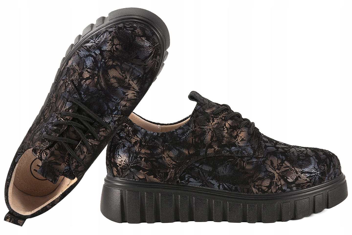 Filippo DP6846 Dámské Kožené Semišové Polobotky Na Platformě s květinami 41