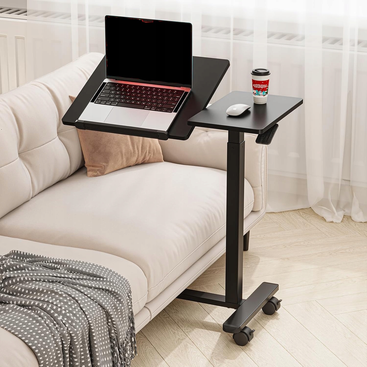 Dripex Stolík pod notebook, nastaviteľné Pneumatické postele, mobilný, C-Shape