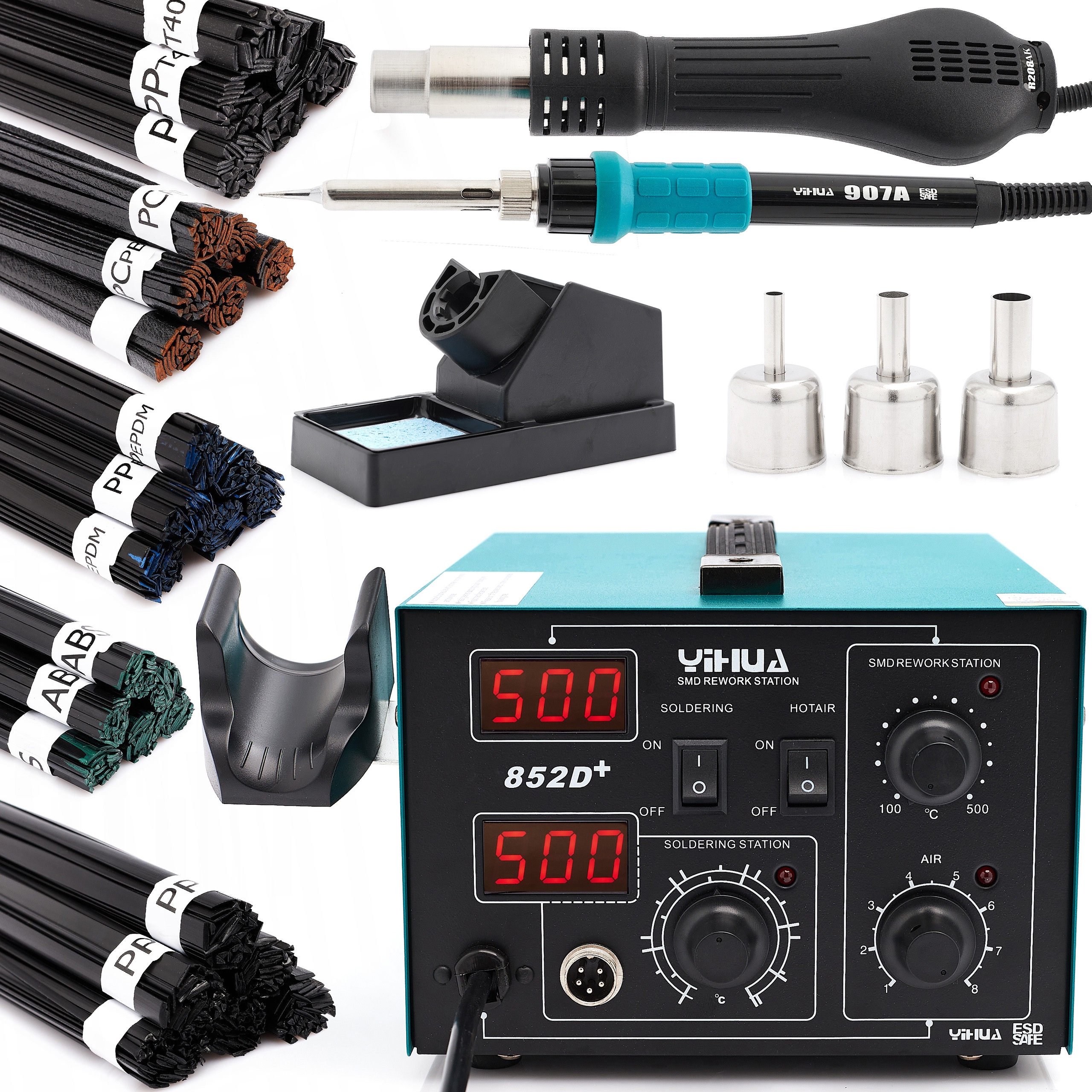 Svářečka Plastů Pájecí Stanice 852D+ 0,5 kg Spojka Hot Air