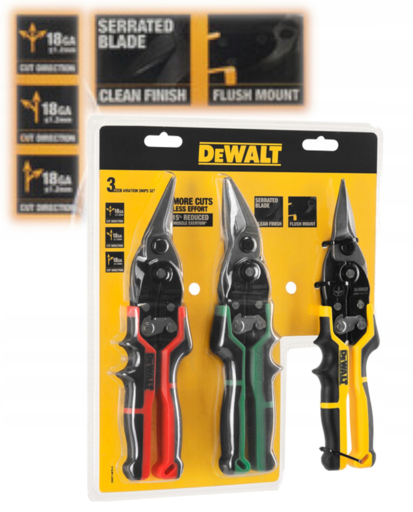 DeWALT Ergo Nůžky na plech Sada 3 Kusů DWHT14676