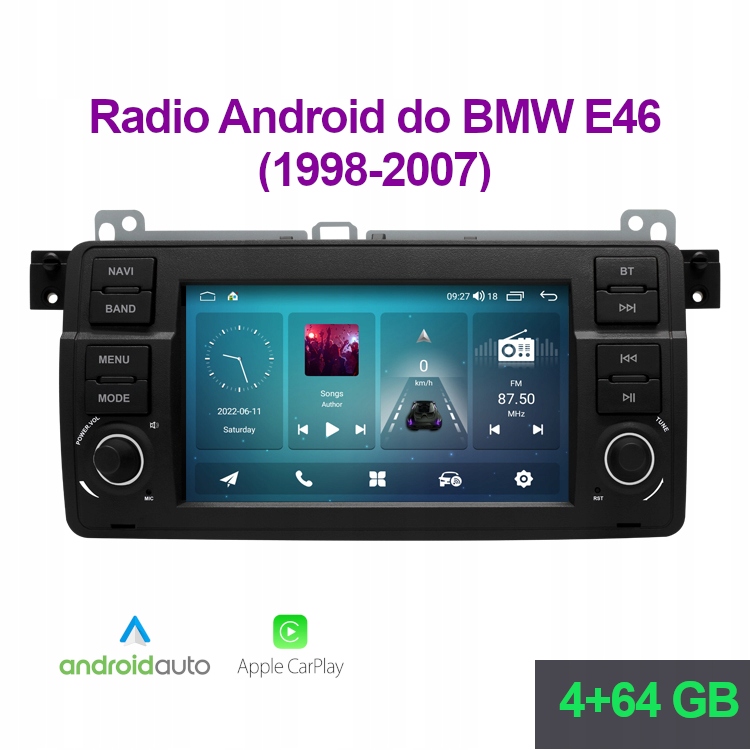 Autorádio Android Bmw E46 Carplay Android Auto Sim WiFi Dsp 4+64 Gb