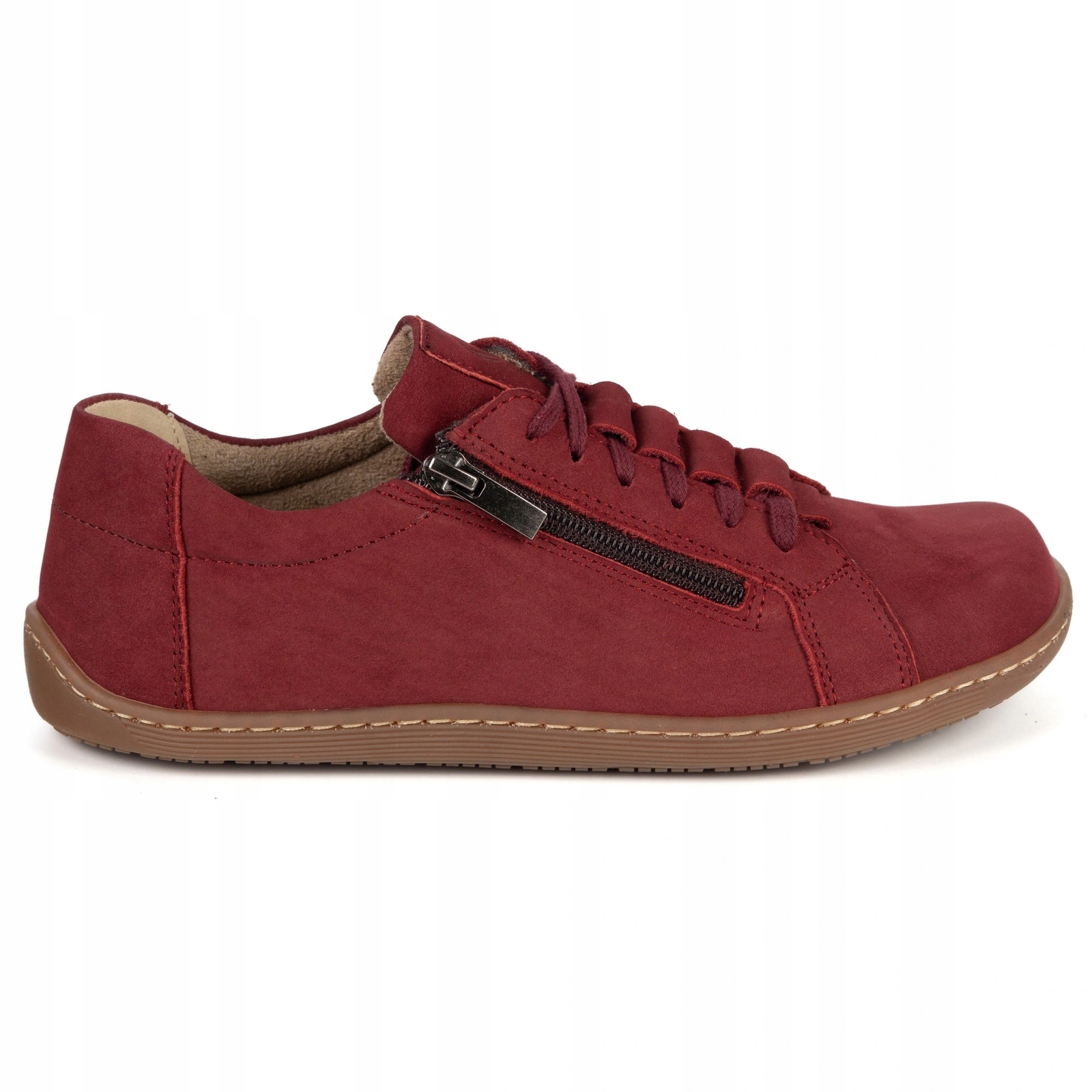 Dámské minimalistické barefootové kožené boty 1242 bordo nubuk 39