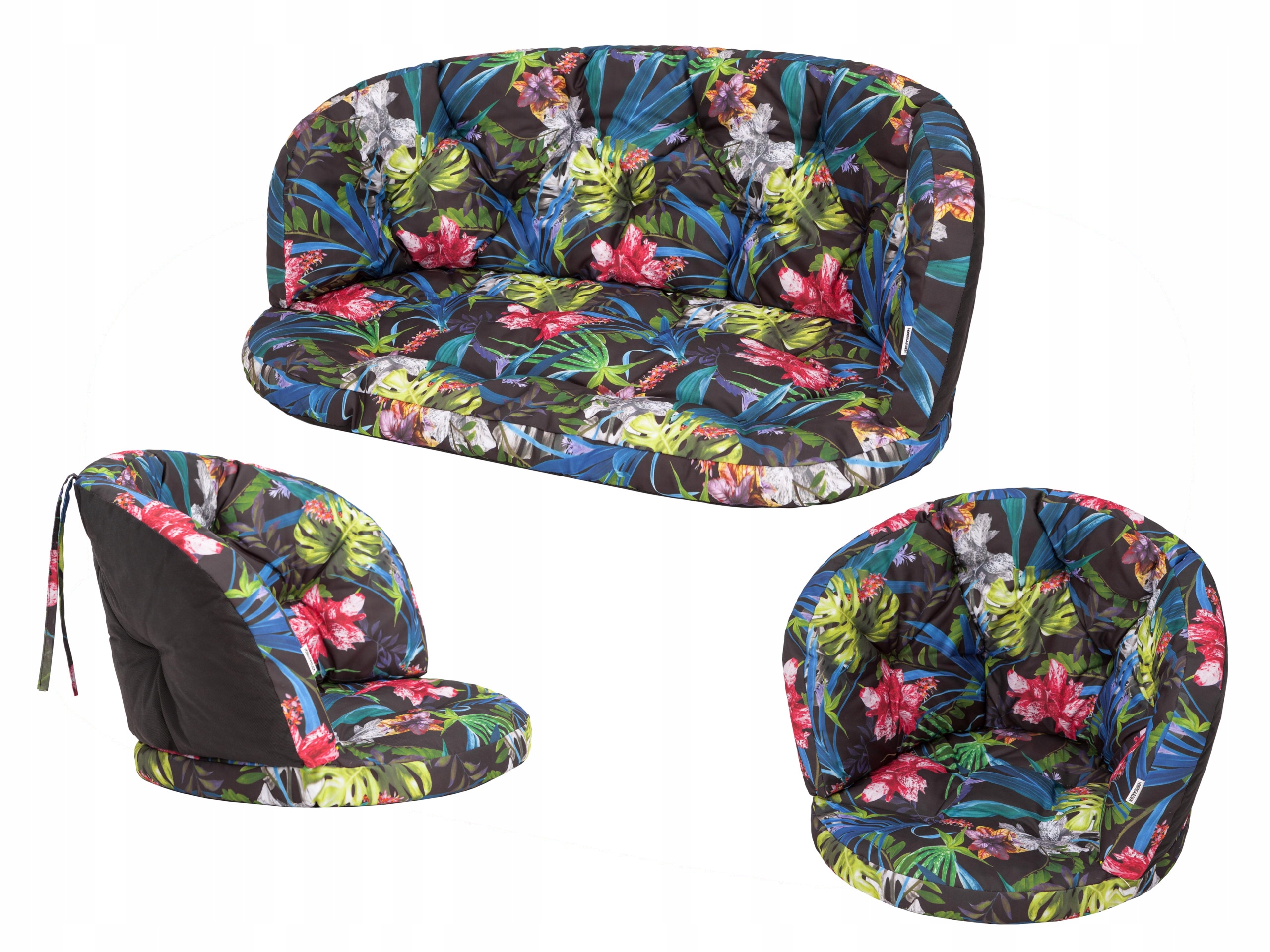 Sada 3 vankúšov na ratanový nábytok 100x50, 50x50