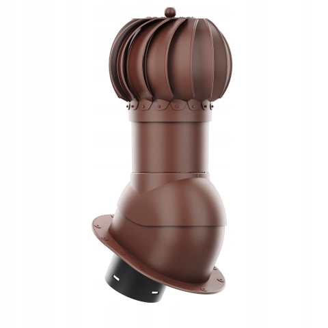 Větrací komín Otočný kulatý fi150 Ploché Pokrytí Bronz 8017