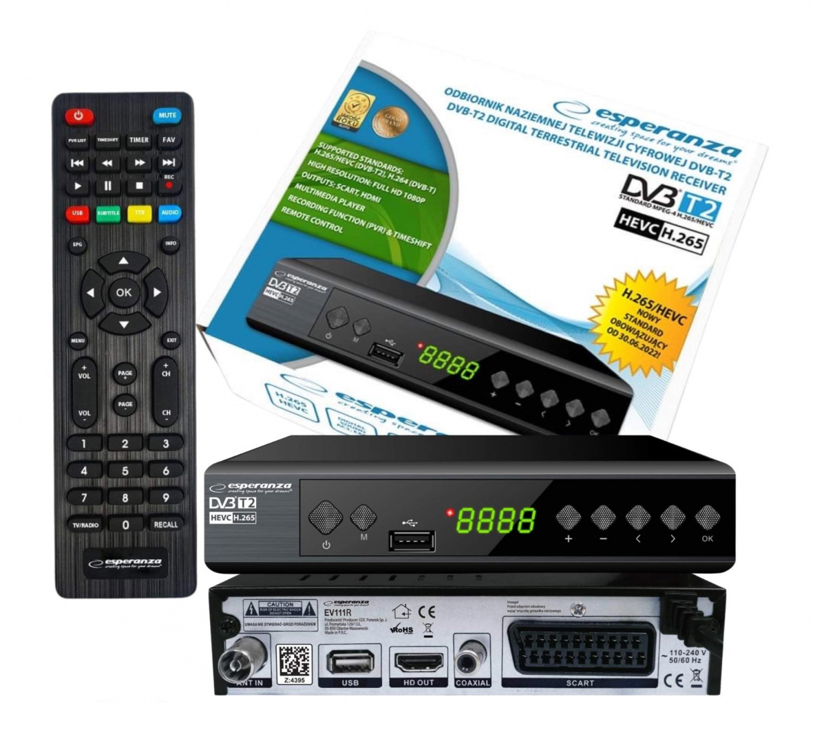 Tuner Dekoder Tv Naziemnej Hd DVBT2 Hevc H.265