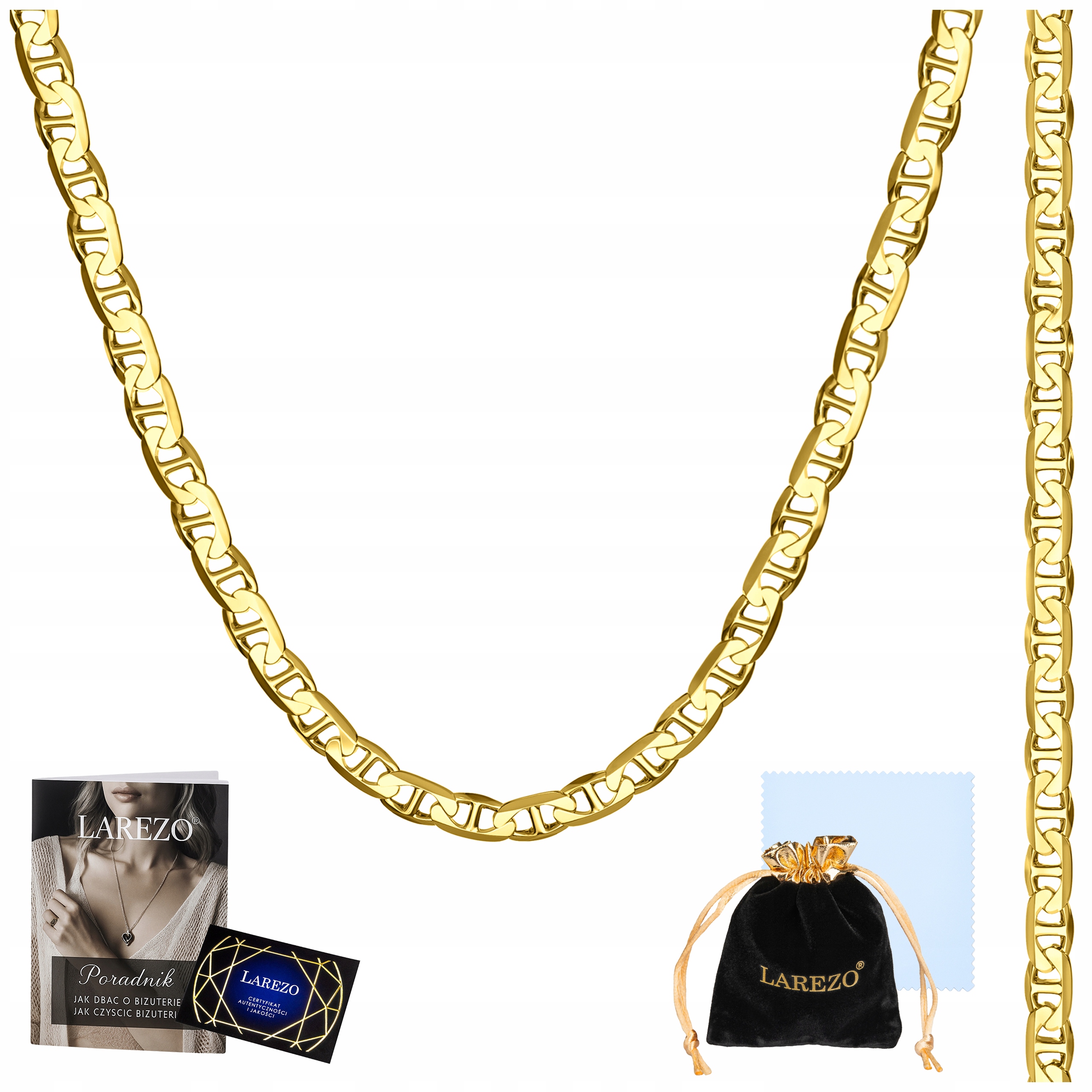 Zlatý Řetízek pro muže Gucci Marina 50 cm Žiletka Plný Silný Řetěz 2,3 mm