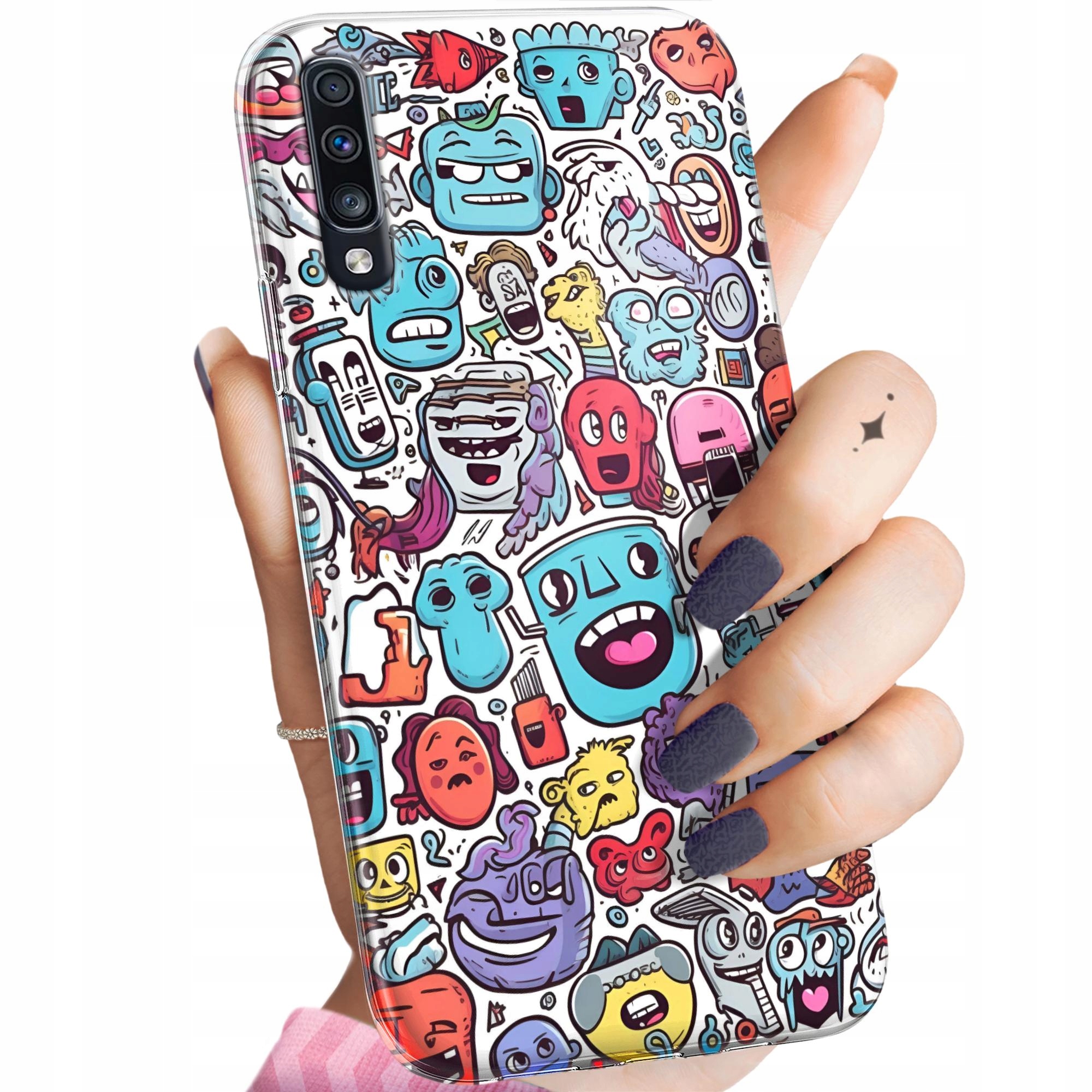 Etui Do Samsung Galaxy A70 A70S Doodle Zwierzęta Potwory Rysunki