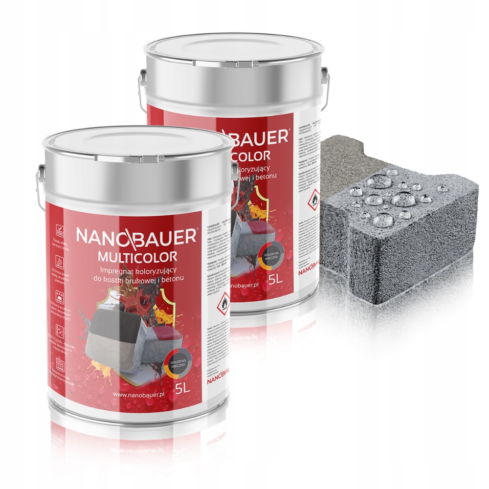 Impregnat Barwiący Szary 7040 do kostki brukowej Bruku betonu 10L na 50m²