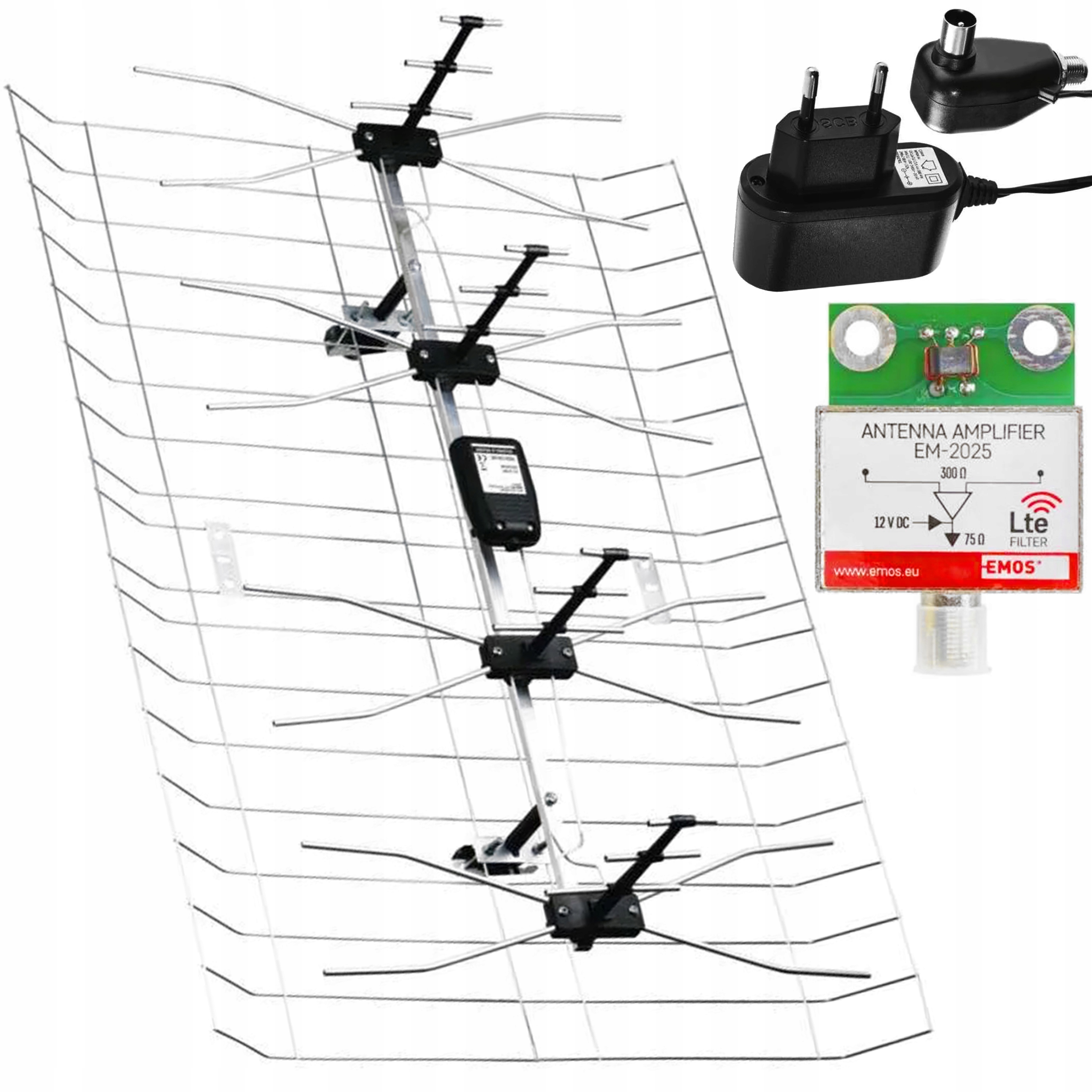 Set Venkovní pozemní televizní anténa DVB-T2 Lte 4G Dab 100 km