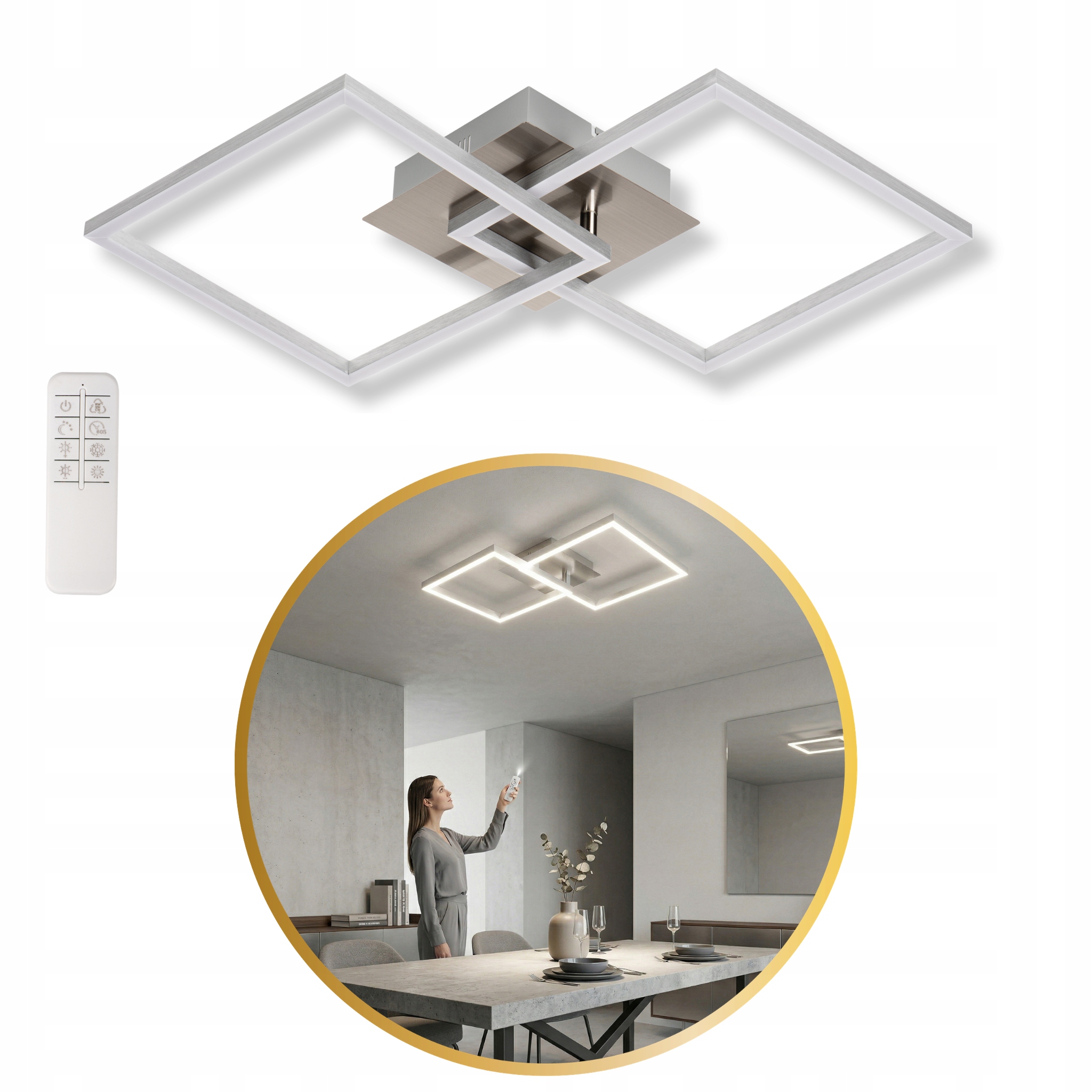 Lampa sufitowa panel Led LL Dijon 2S-LEDDIM+RC plafon Led pilot ściemniacz