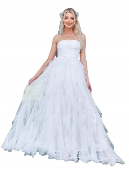 Shein Bílá Svatební Sukně Princezna S Volánky Bez Rukávů XL 2BD