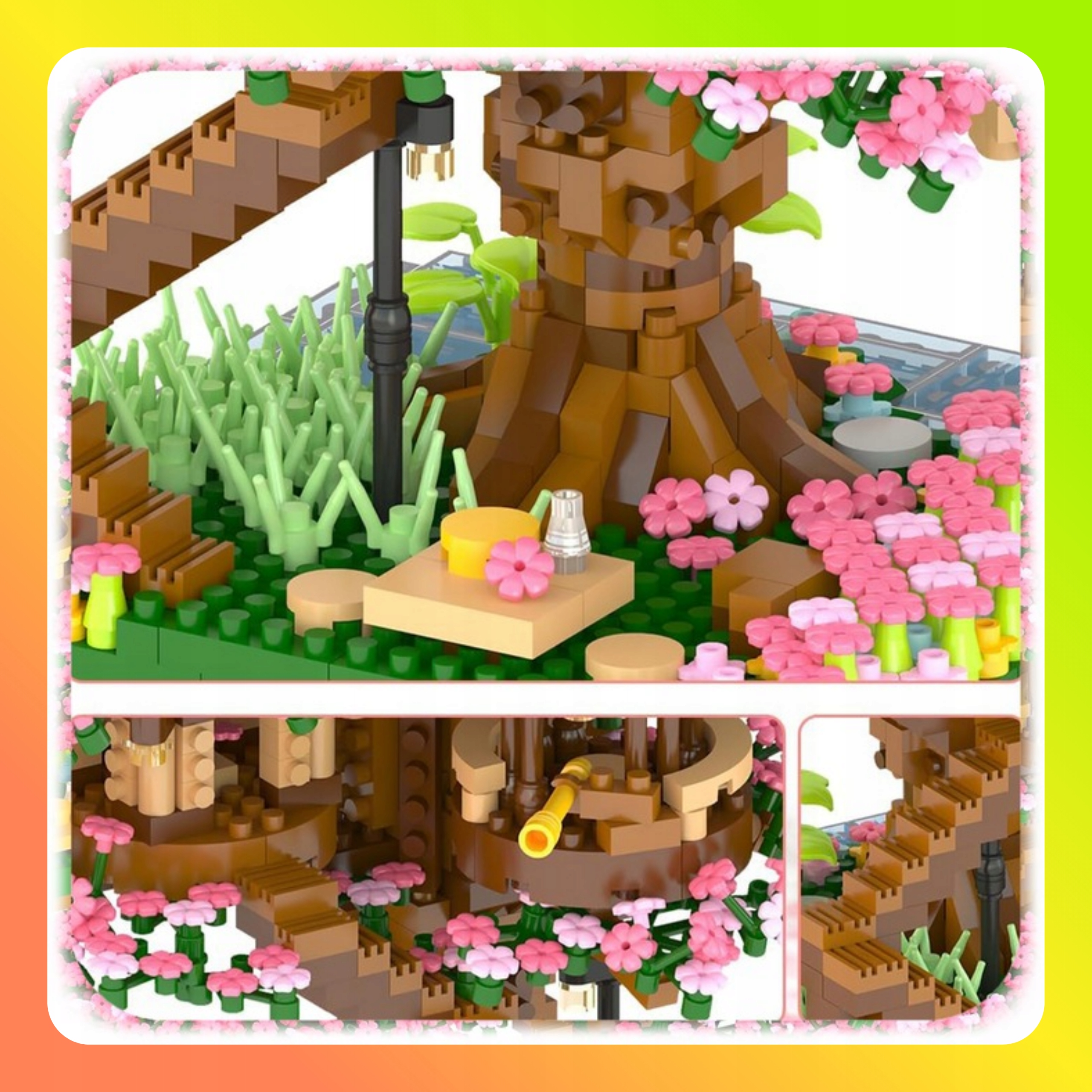 KLOCKI DRZEWKO JAPOŃSKIE KWIAT WIŚNI KONSTRUKCYJNE DOMEK NA DRZEWIE BONSAI Kod producenta C-Block Set-Sakura Tree