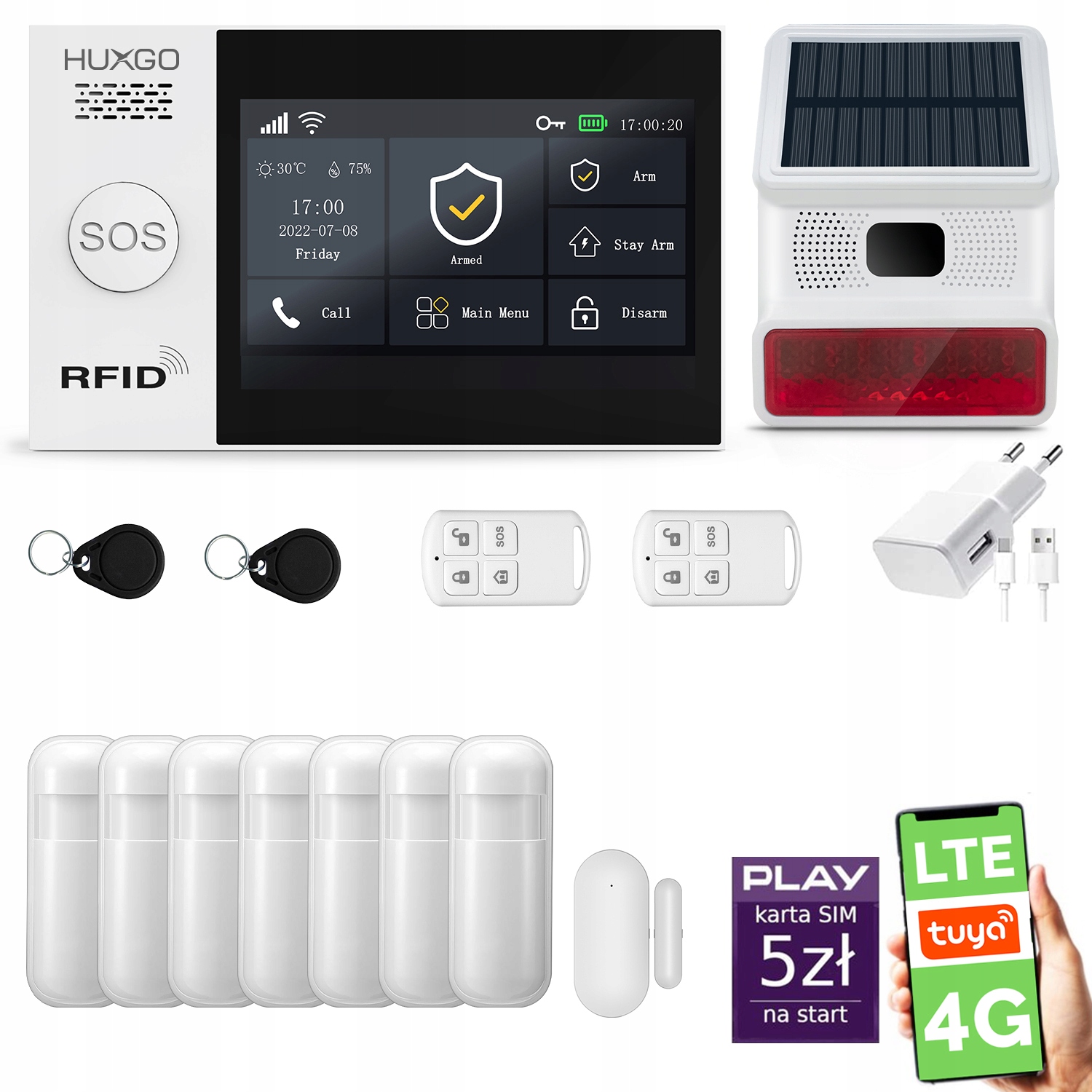 Bezdrátový alarm WiFi Gsm 4G Lte s aplikací Tuya, Huxgo HXA007 4G