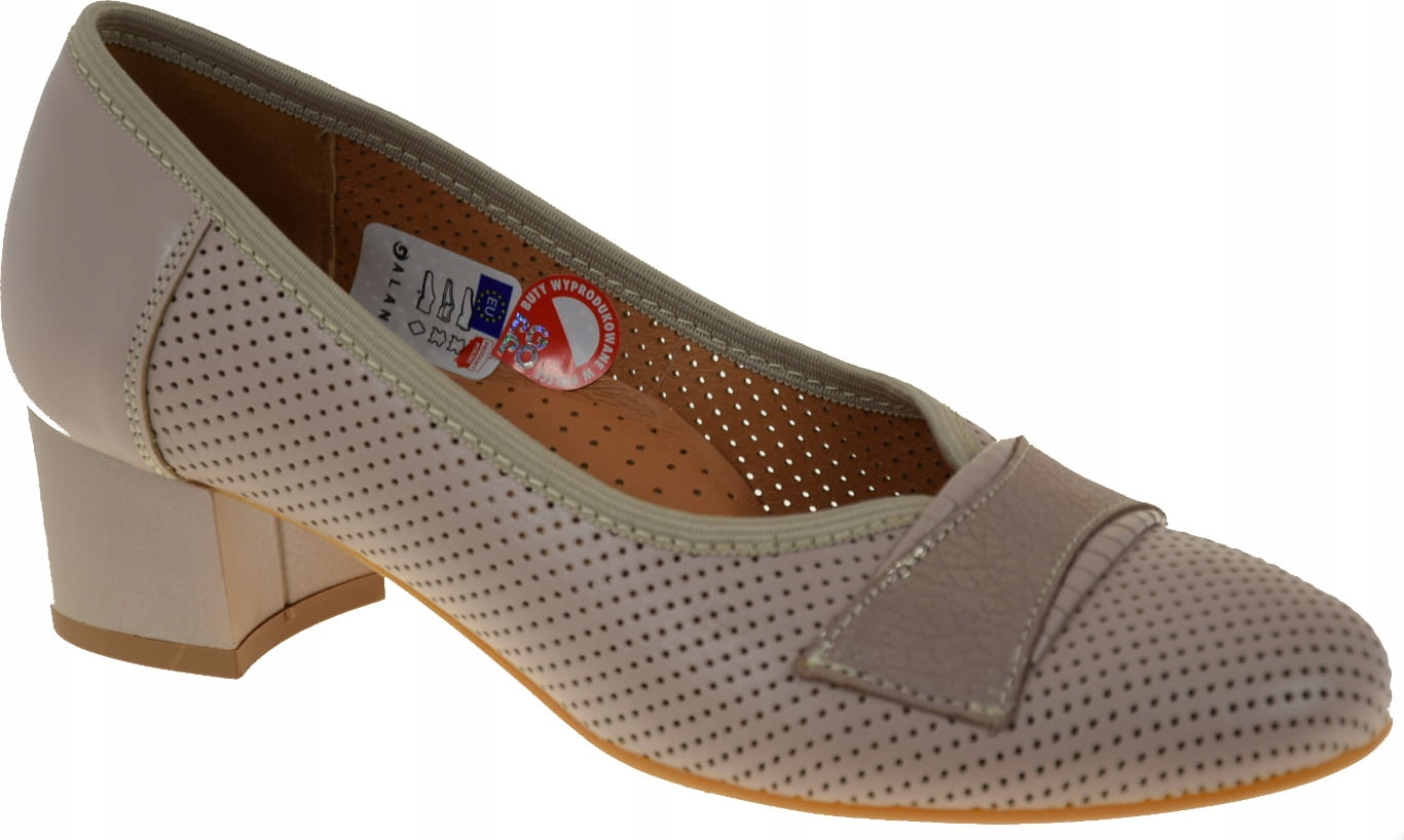 Lodičky Galant 1042 Přírodní Kůže Perforovaná Elegantní Pohodlné VEL.38
