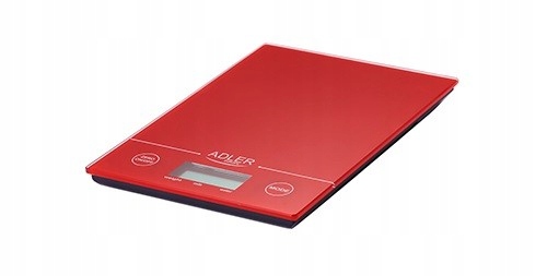 WAGA KUCHENNA SZKLANA PŁASKA DUŻY WYŚWIETLACZ LCD CZERWONA Model AD3138 R