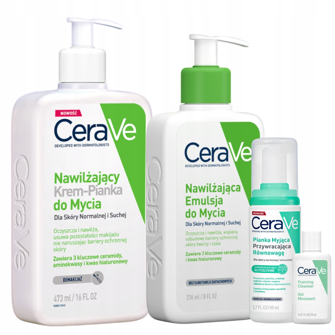 CeraVe Emulsja Nawilżająca do Mycia, Krem-Pianka Demakijaż 473ml