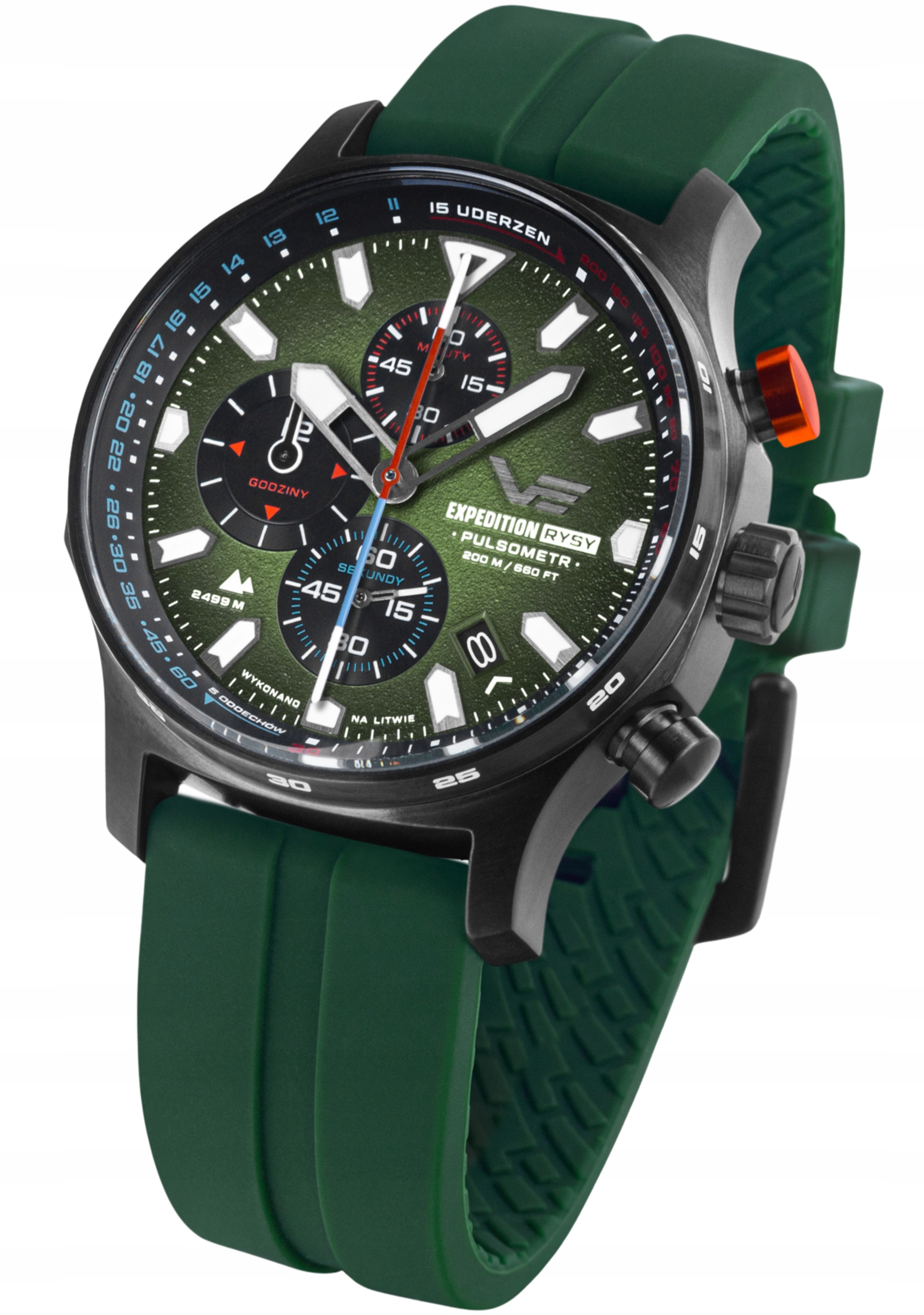Nové Originální Pánské Hodinky Vostok Europe VK67-592D499 Green Rysy pásek