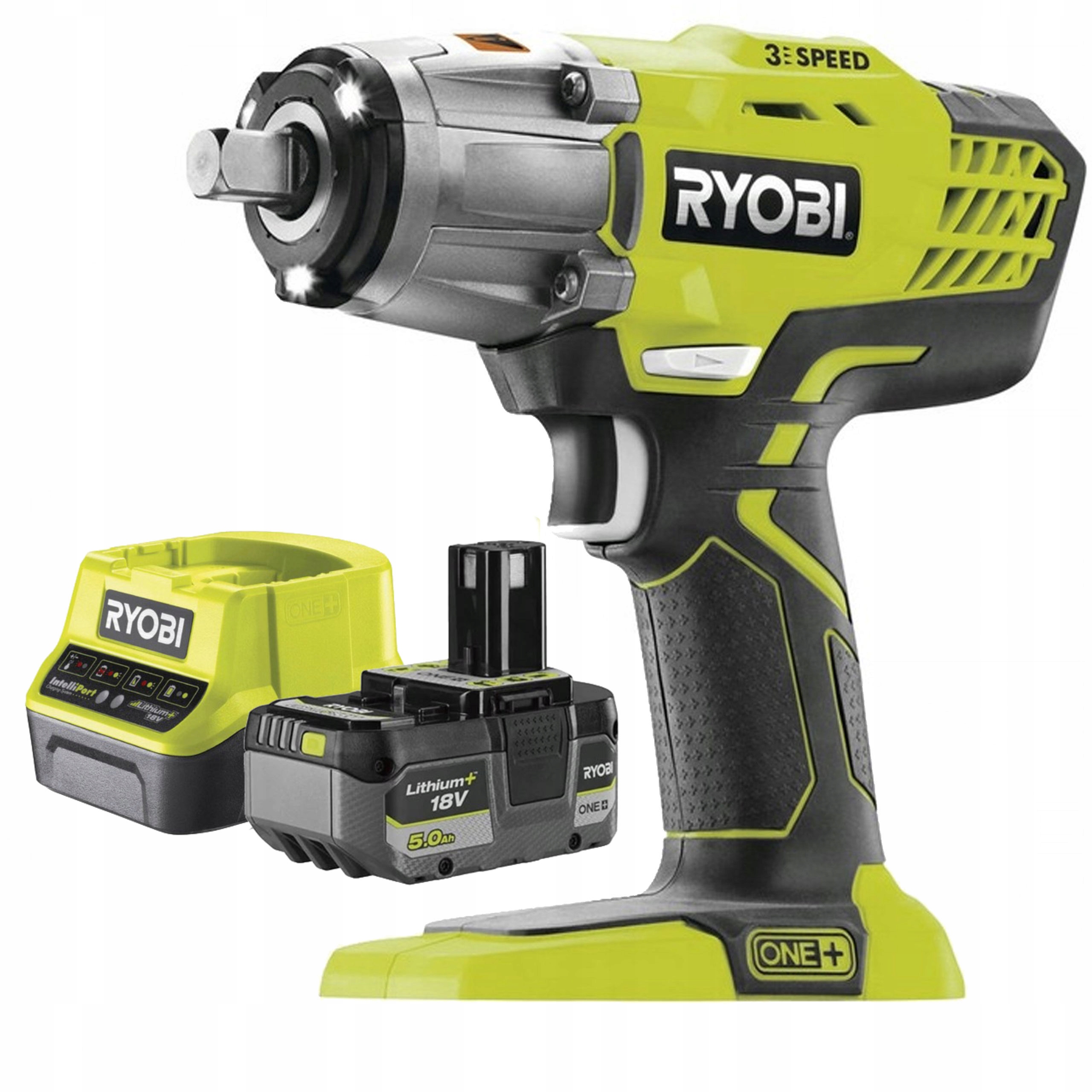 Ryobi Výkonný Akumulátorový Rázový Uťahovák R18IW3 18V 400Nm Nabíjačka Aku 5Ah