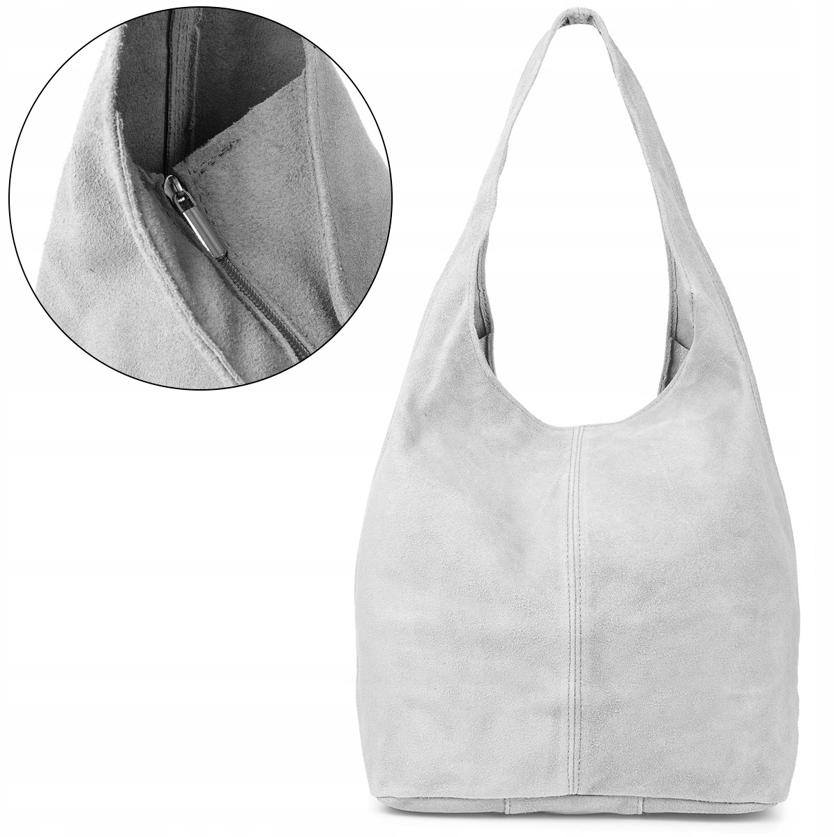 Dámská kožená semišová kabelka prostorná shopperka A4 klasická italská kůže