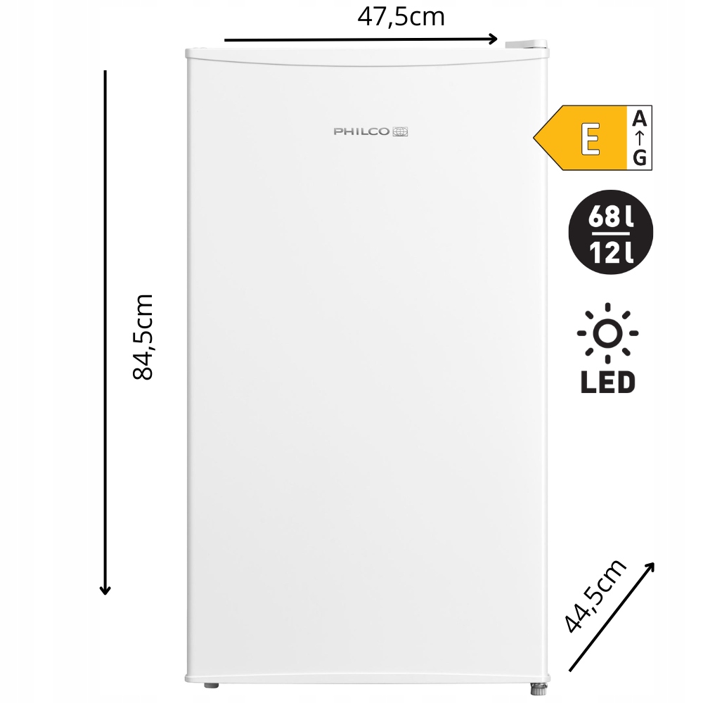 Lodówka Podblatowa z Zamrażalnikiem do -24C Philco 85 cm Jednodrzwiowa