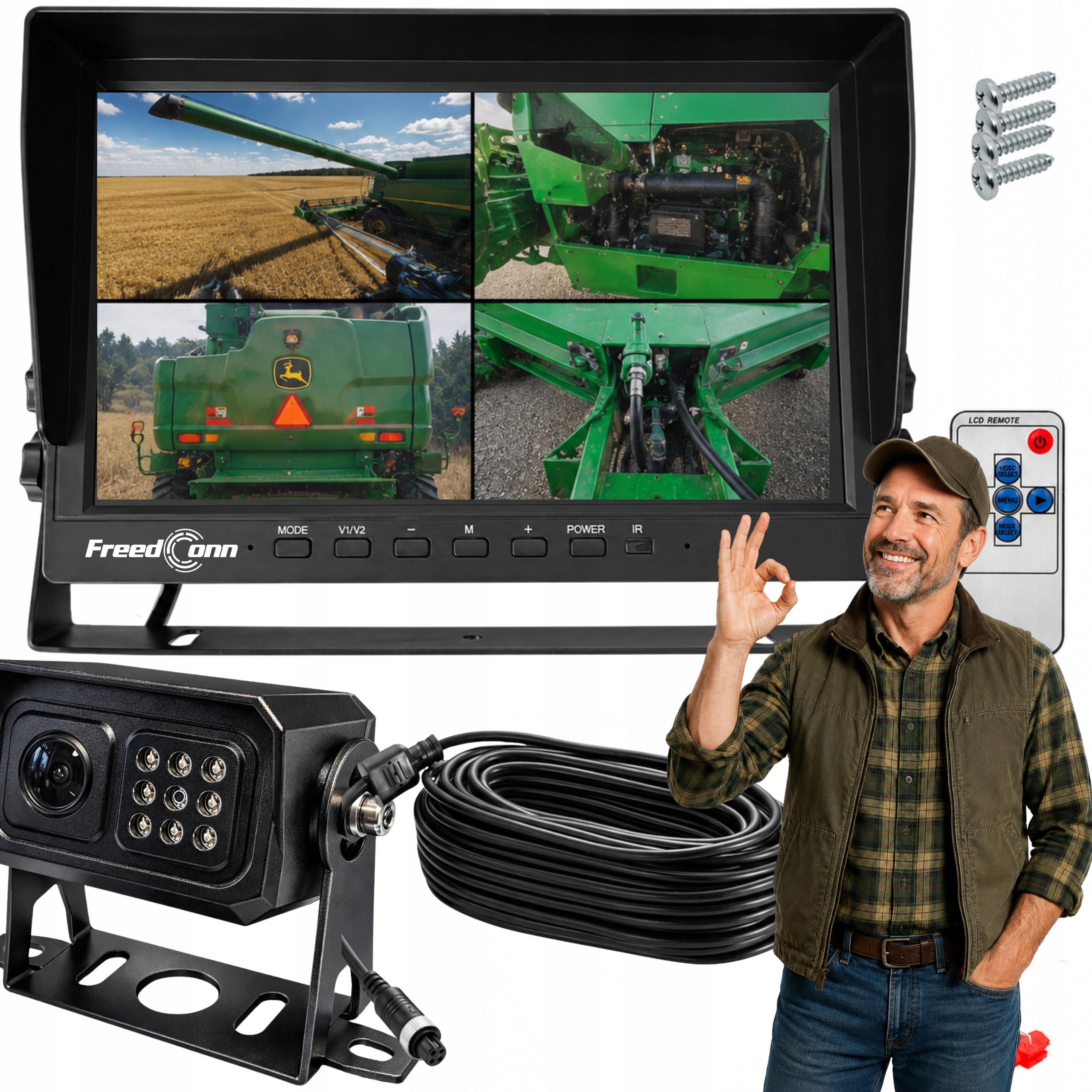 Sada Cúvania Monitor 10" Kamera Full Hd Pre Tir Bus Traktor Kombajn 15 M