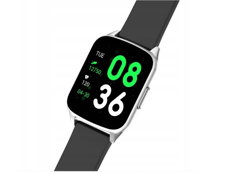 Černé sportovní chytré hodinky se stříbrným pouzdrem