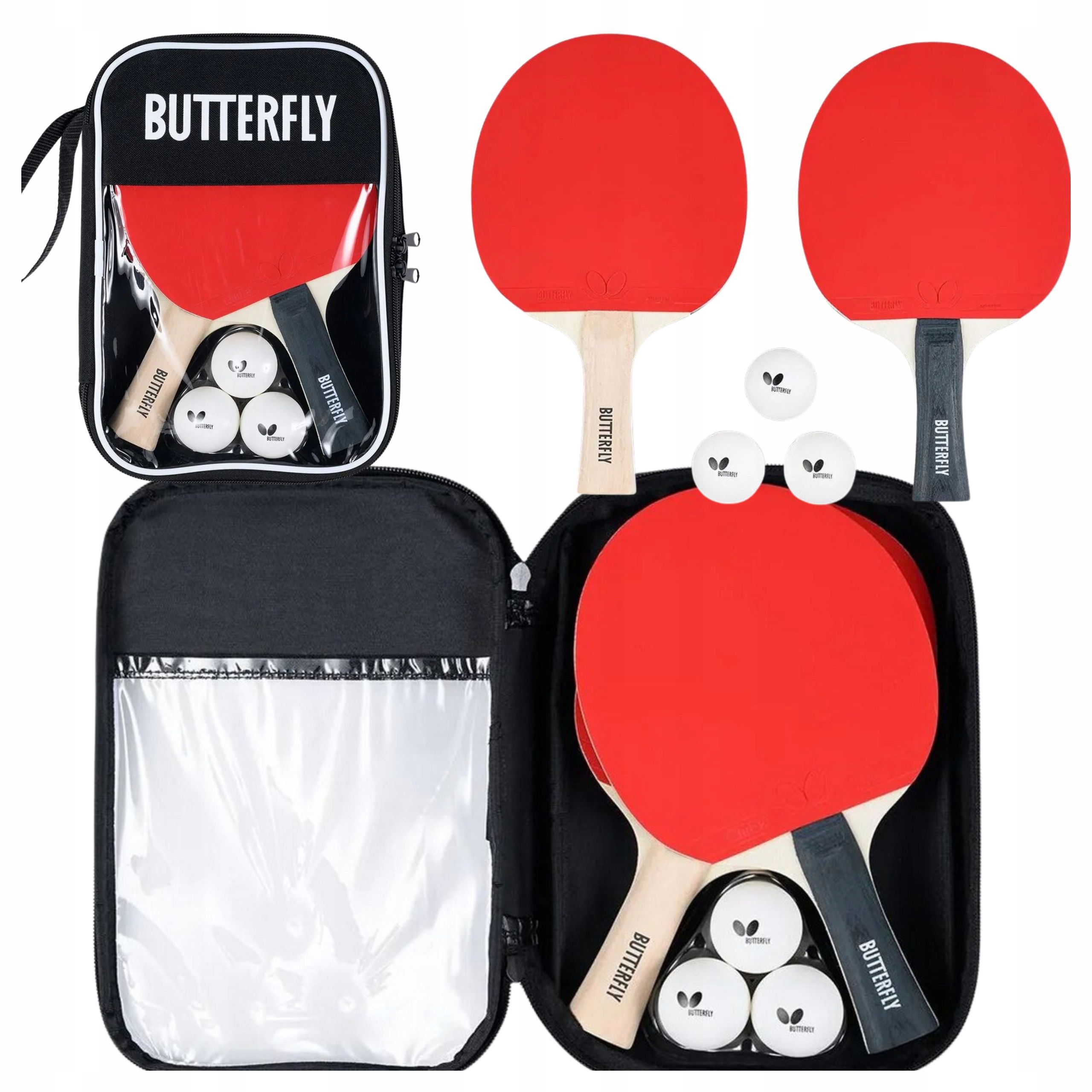 2 Paletky Butterfly Pro Ping Pong 3 Míčky Na Ping Pong Obal