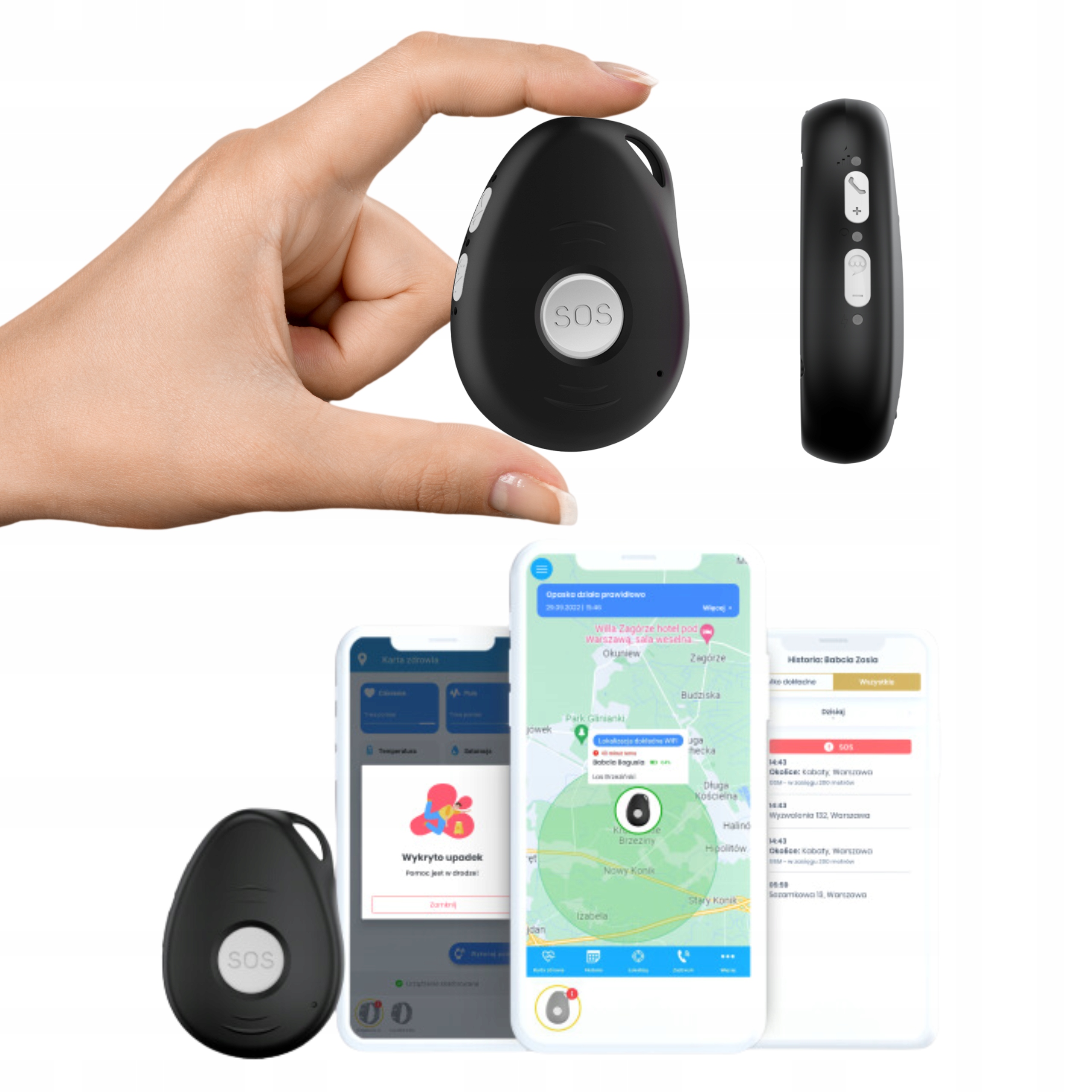 Lokalizator dla seniora Sos Locon Safe Call Czarny Gps Z Czujnikiem Upadku