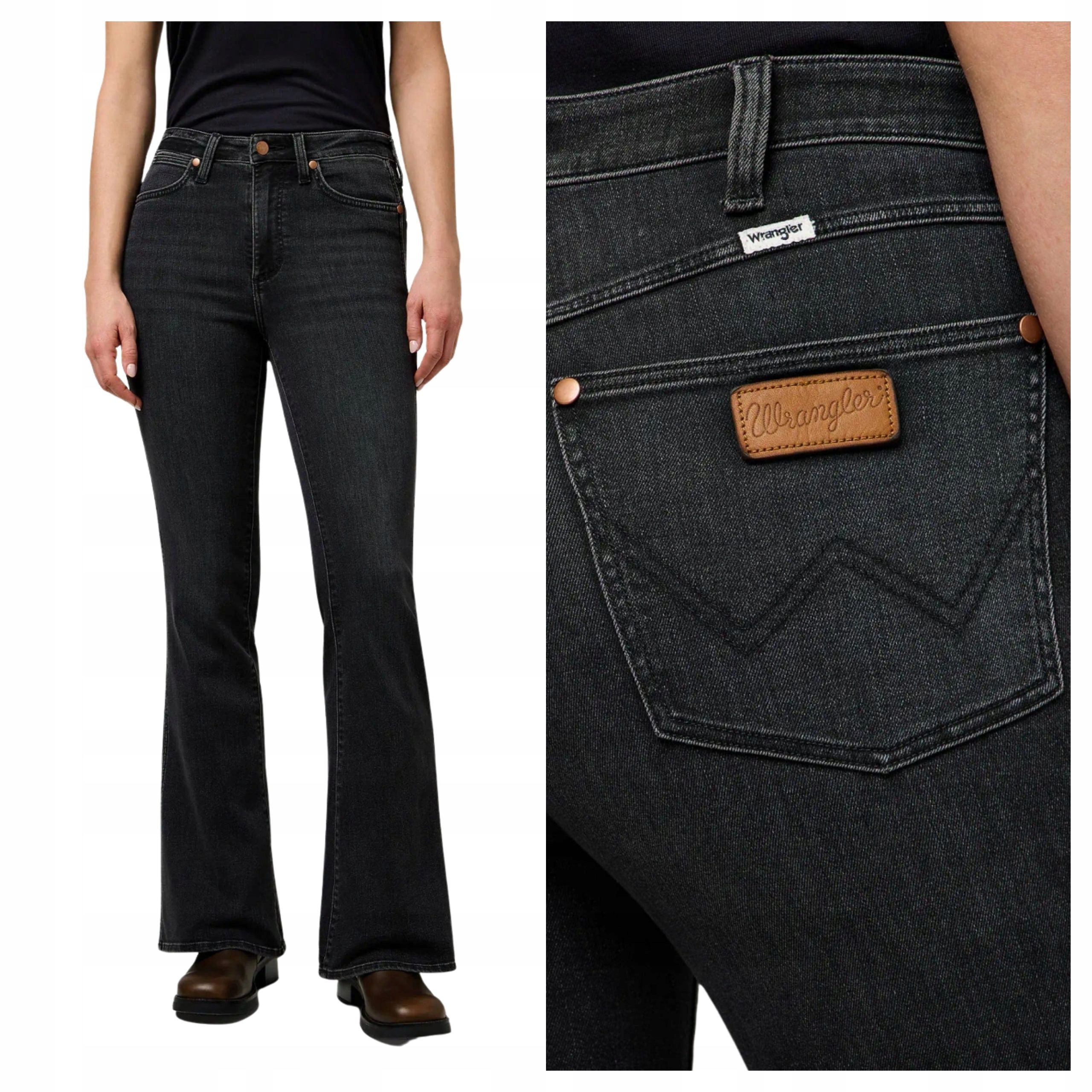 Dámské džíny Wrangler Montana Loose Fit černé, střední střih, velikost W27, velikost L30