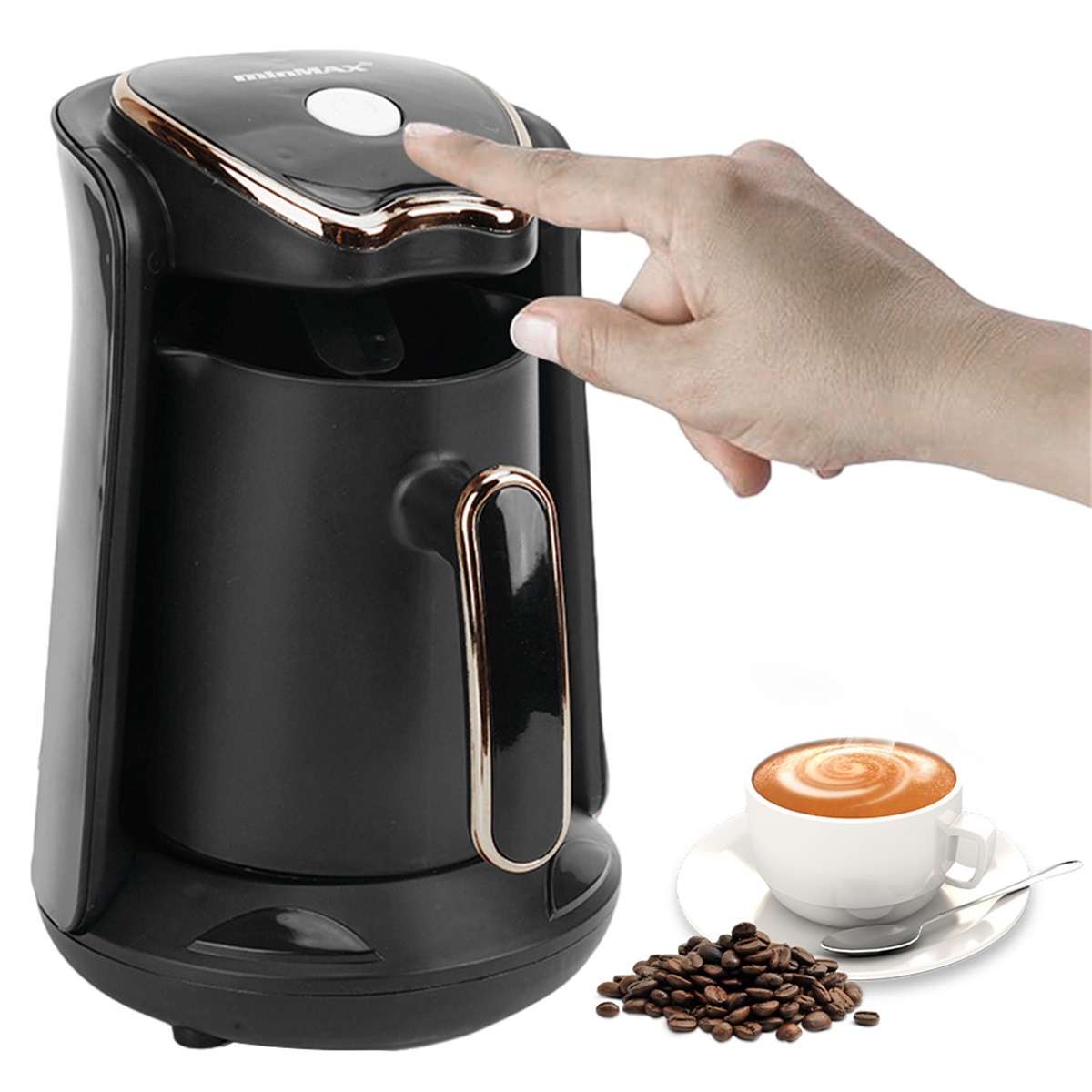 Kávovar 300 ml s ergonomickou rukojetí a antikapkovou výlevkou, černý