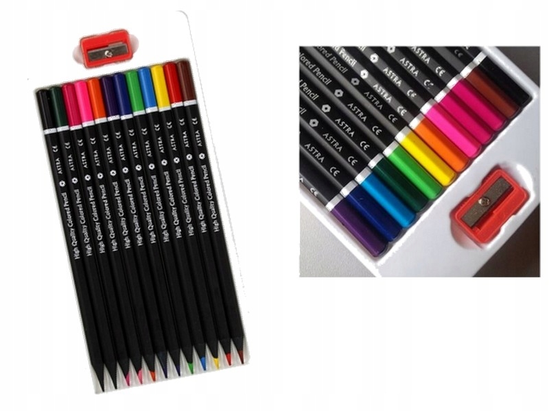 ASTRA KREDKI OŁÓWKOWE 12 kolorów, czarne drewno Kod producenta 312114001