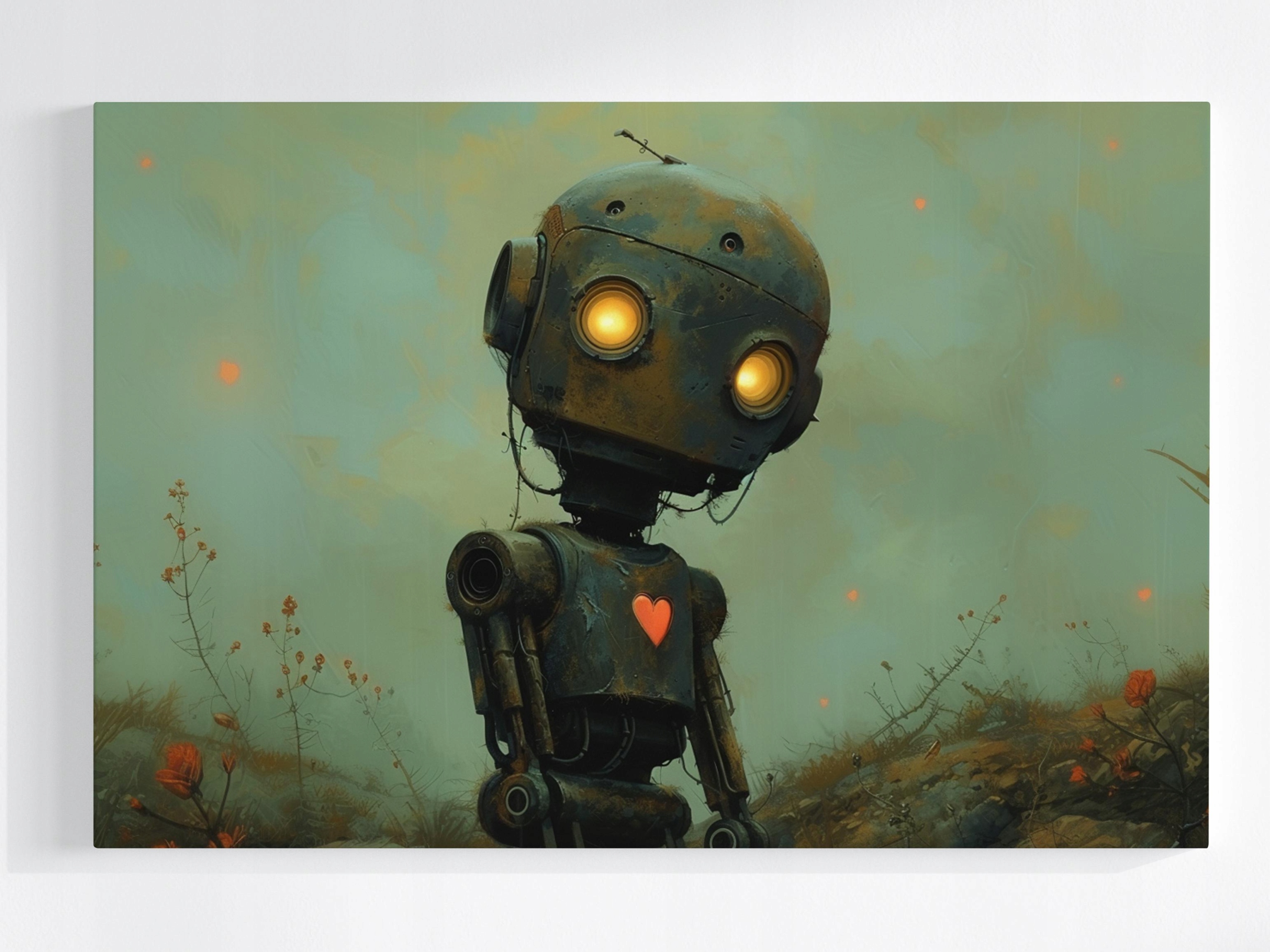 Obraz Na Plátně Canvas Robot Android Stroj Srdce Láska Pocit 120x80