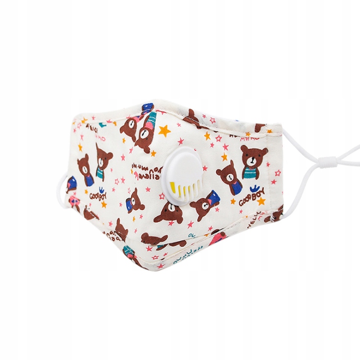 Детская маска мишки 3X HEPA фильтр PM 2.5